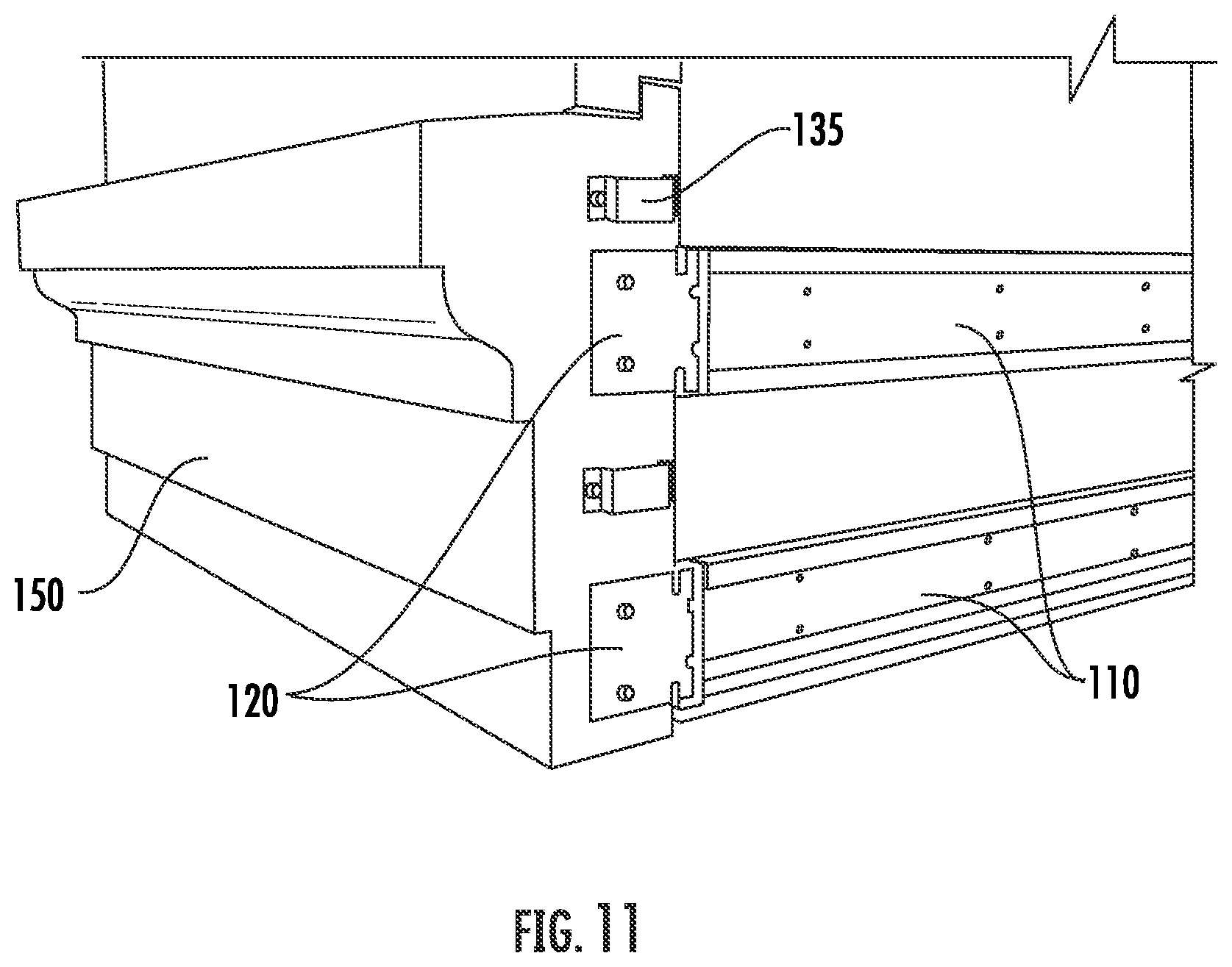 Patent US11773599 Figure 13 – Systems, devices, and methods for mounting a lightweight architectural masonry product to a building