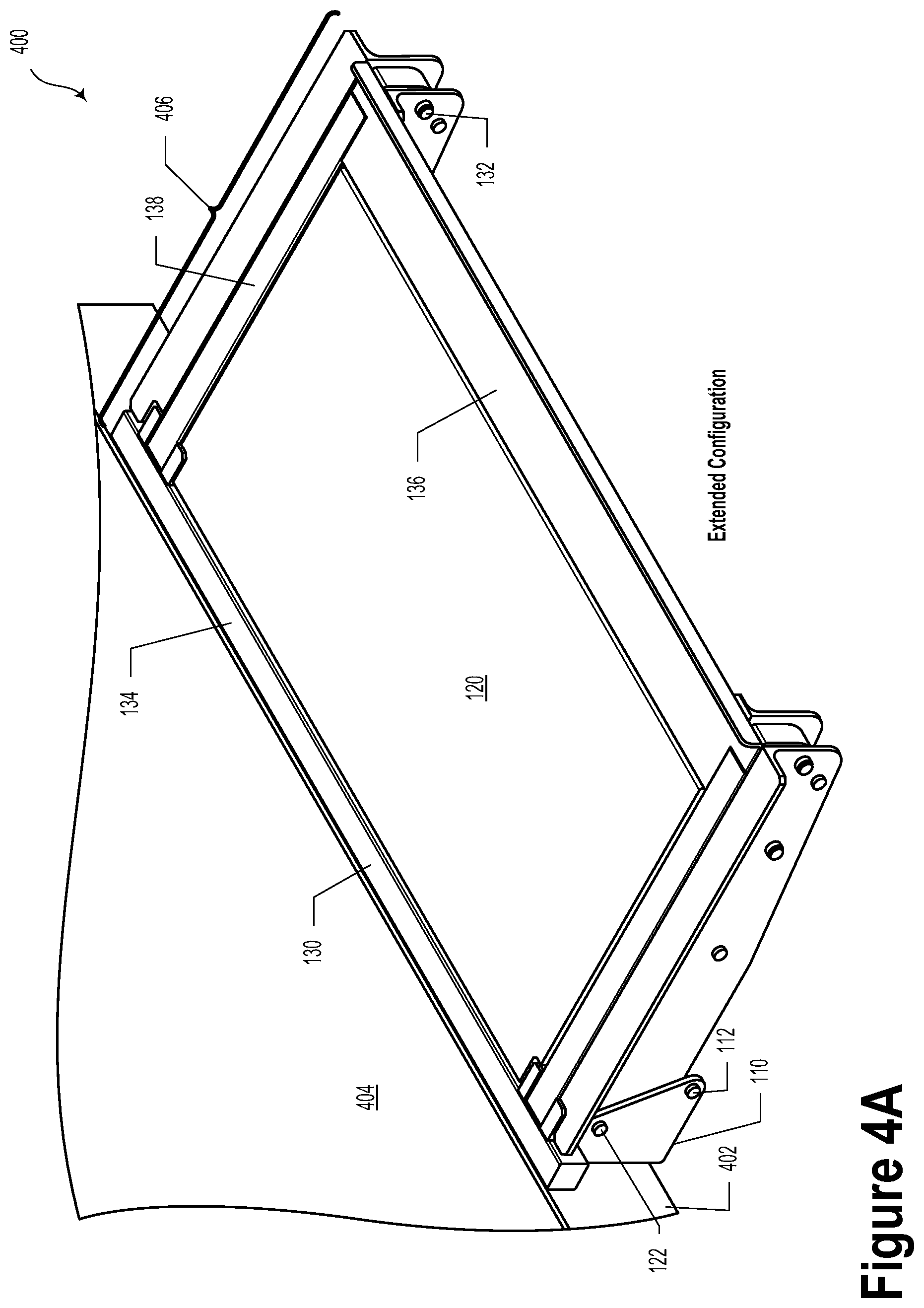 Patent US11773606 Figure 7 – Flip door-to-guardrail