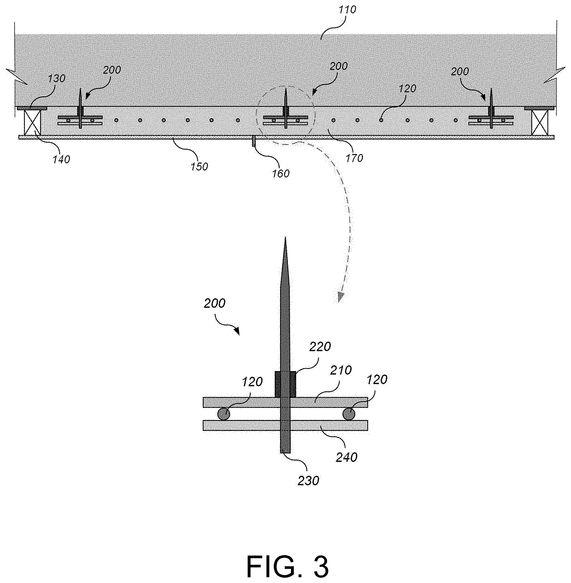 Patent US11773610 Figure 3 – Concrete structure strengthened using grid reinforcement material and non-shrink grout and method of strengthening the same