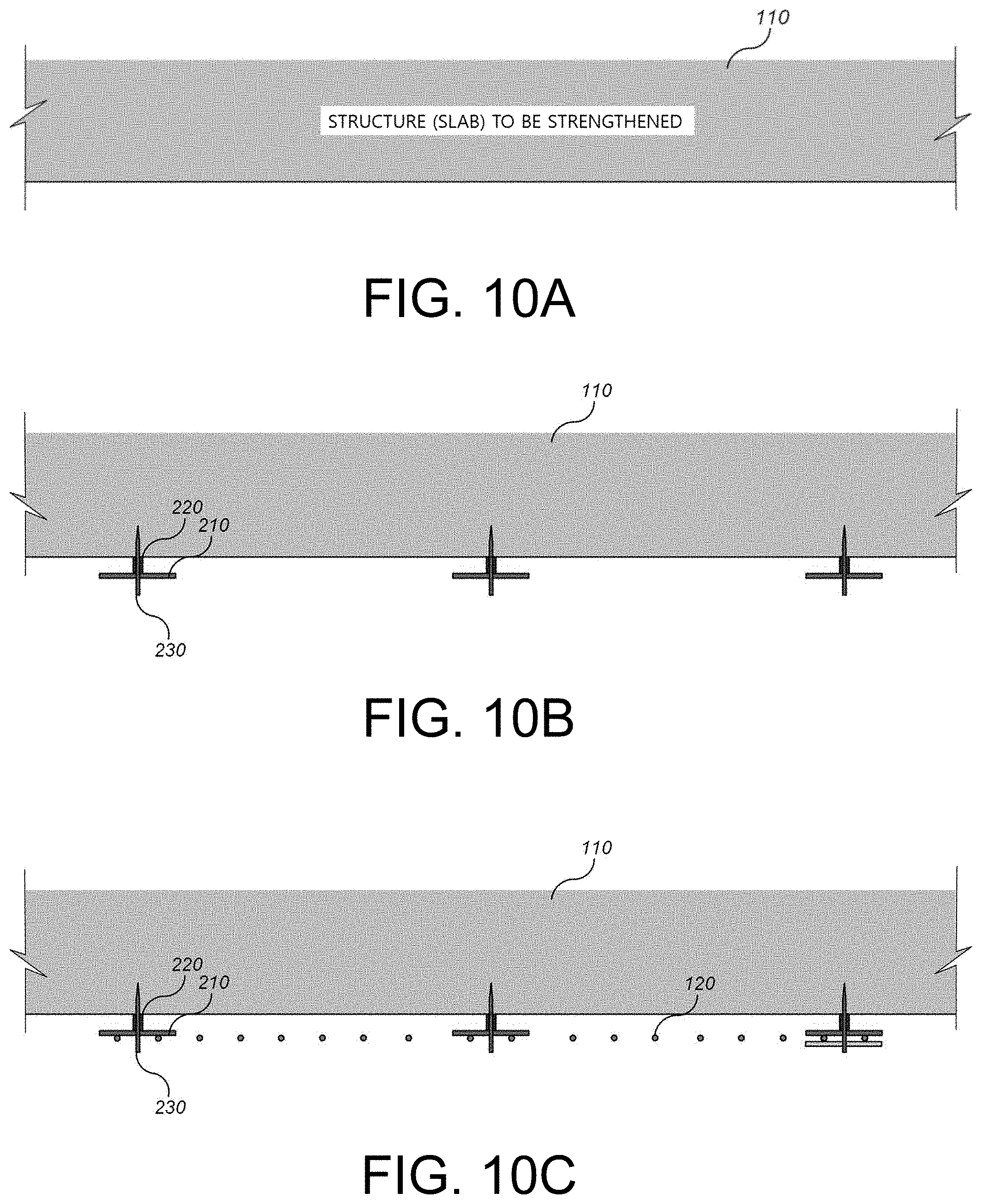 Patent US11773610 Figure 10 – Concrete structure strengthened using grid reinforcement material and non-shrink grout and method of strengthening the same