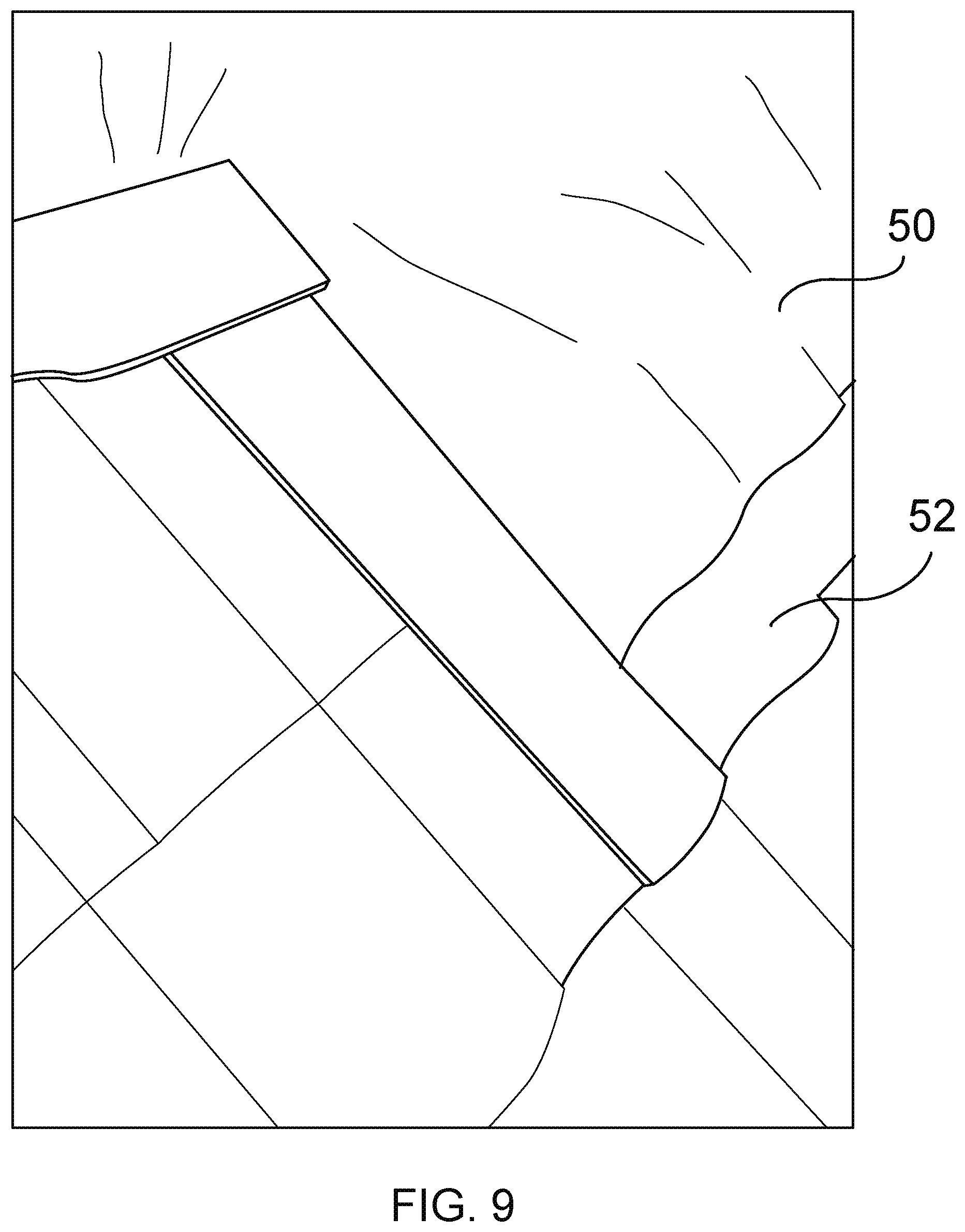 Patent US11773611 Figure 9 – Protective roof tarp and associated methods