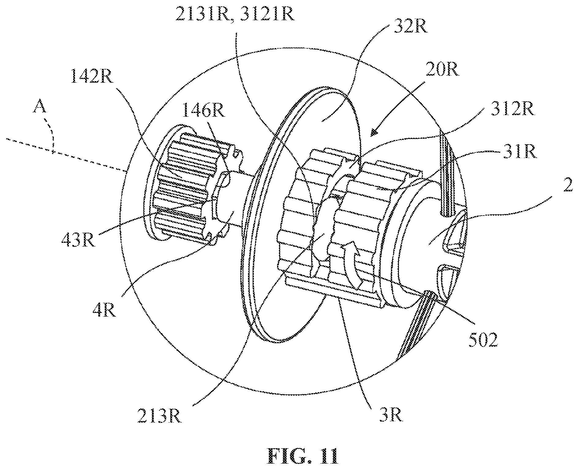Patent US11773614 Figure 11 – Pool cleaner with releasable brush assembly