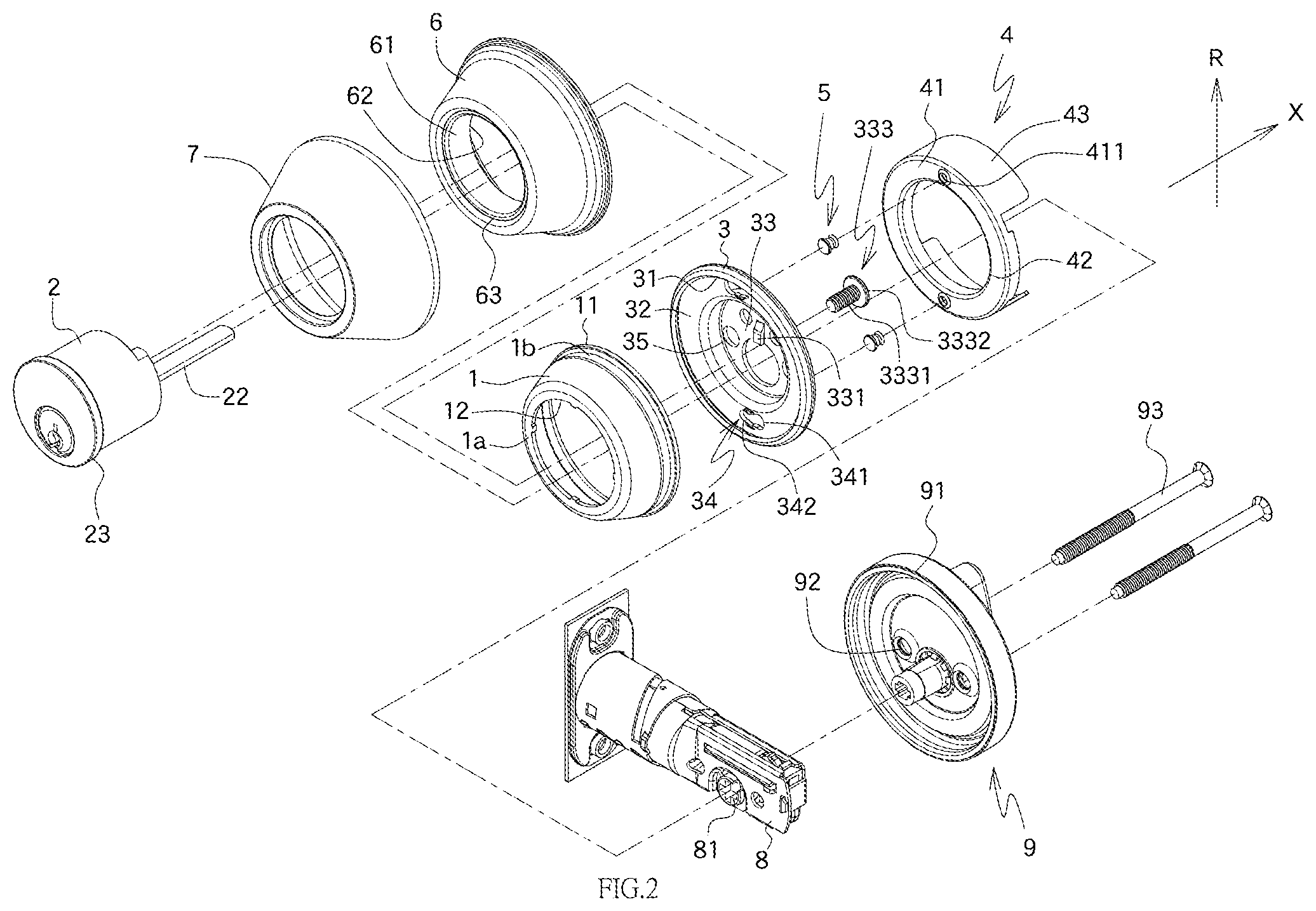 Patent US11773620 Figure 2 – Auxiliary lock with reinforcement structure