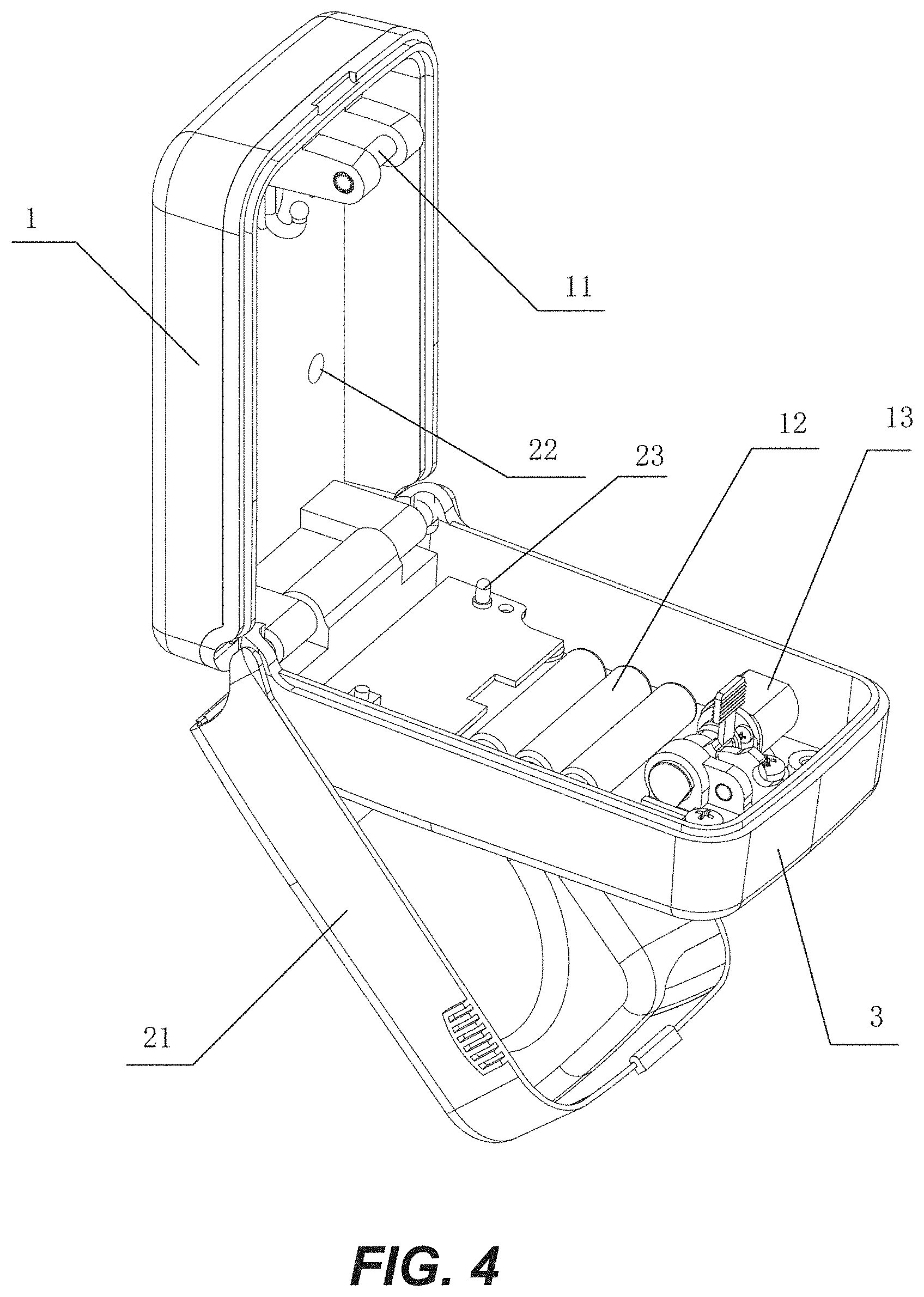Patent US11773621 Figure 4 – Electronic key storage case