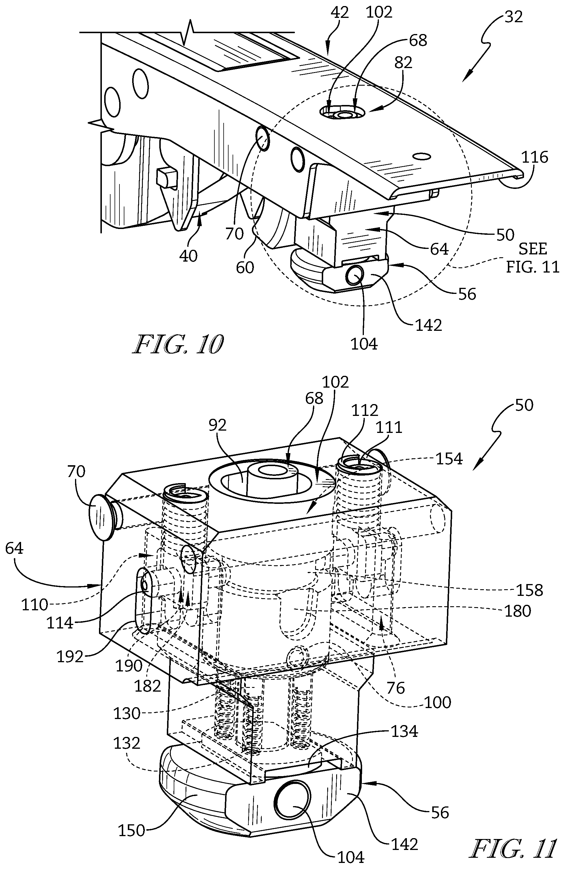 Patent US11773622 Figure 4 – Key, lock, and latch assembly