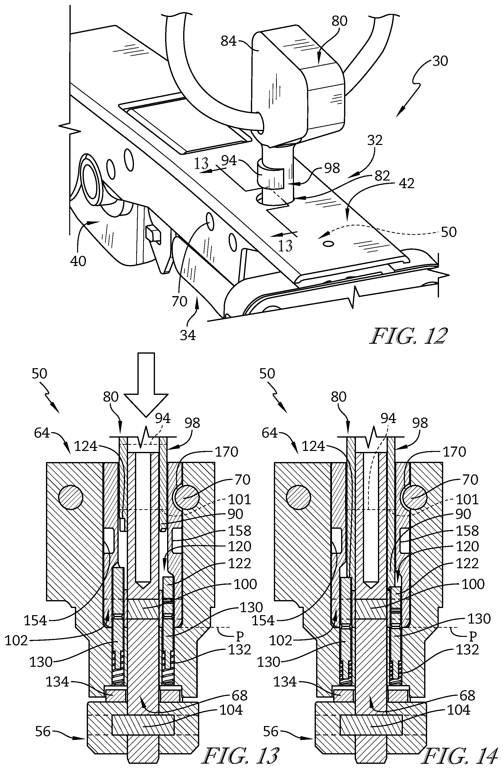 Patent US11773622 Figure 5 – Key, lock, and latch assembly