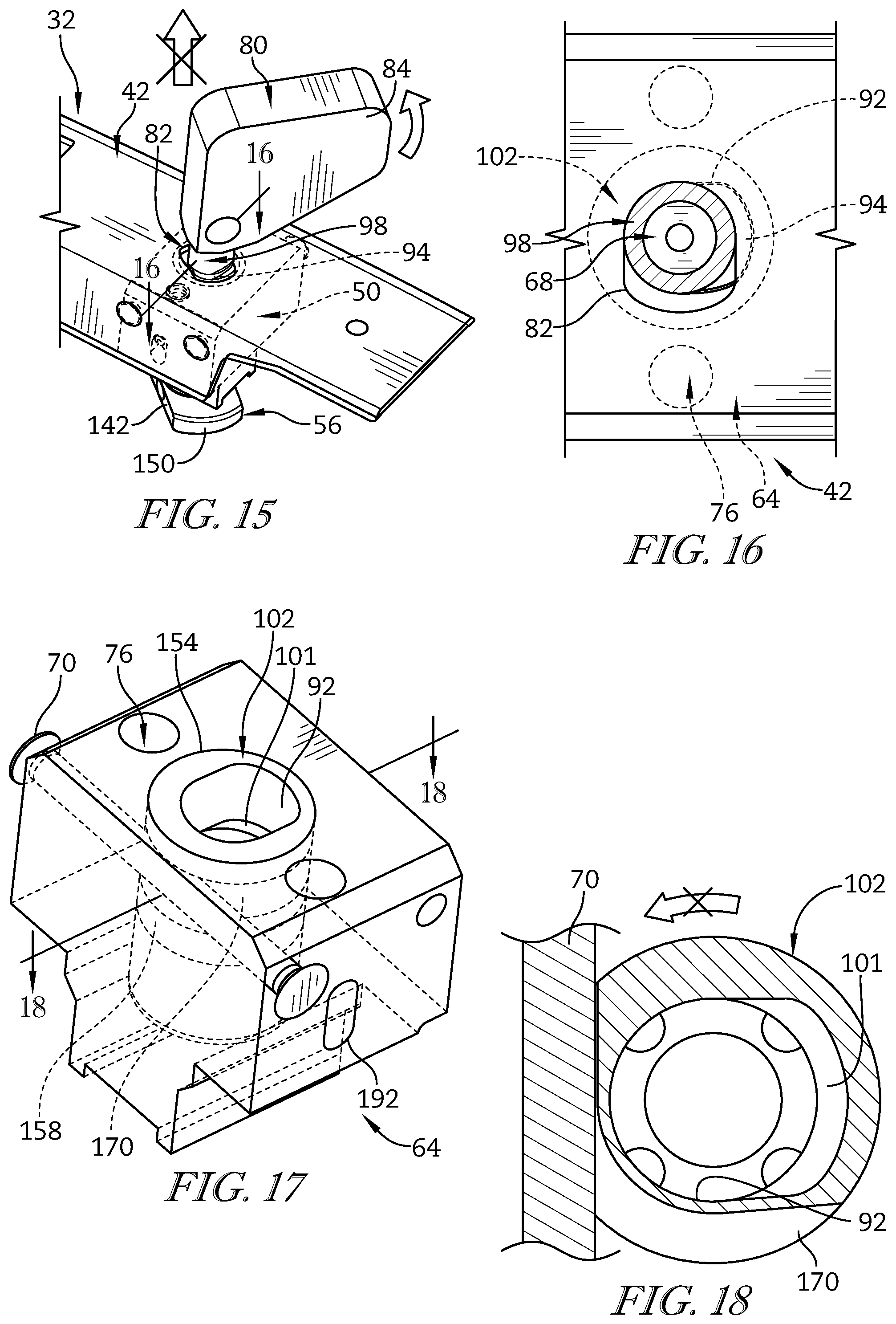 Patent US11773622 Figure 6 – Key, lock, and latch assembly