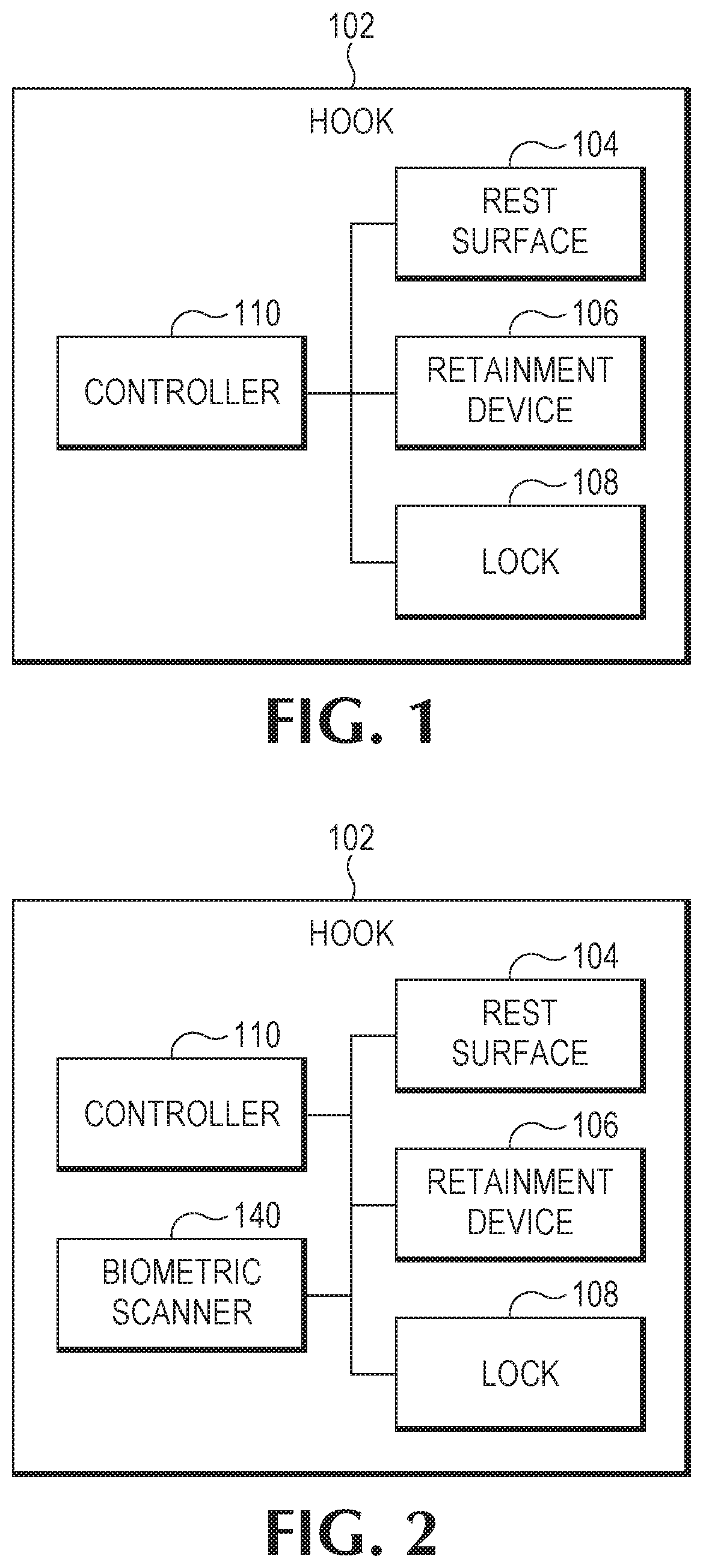 Patent US11773628 Figure 1 – Hook with lock