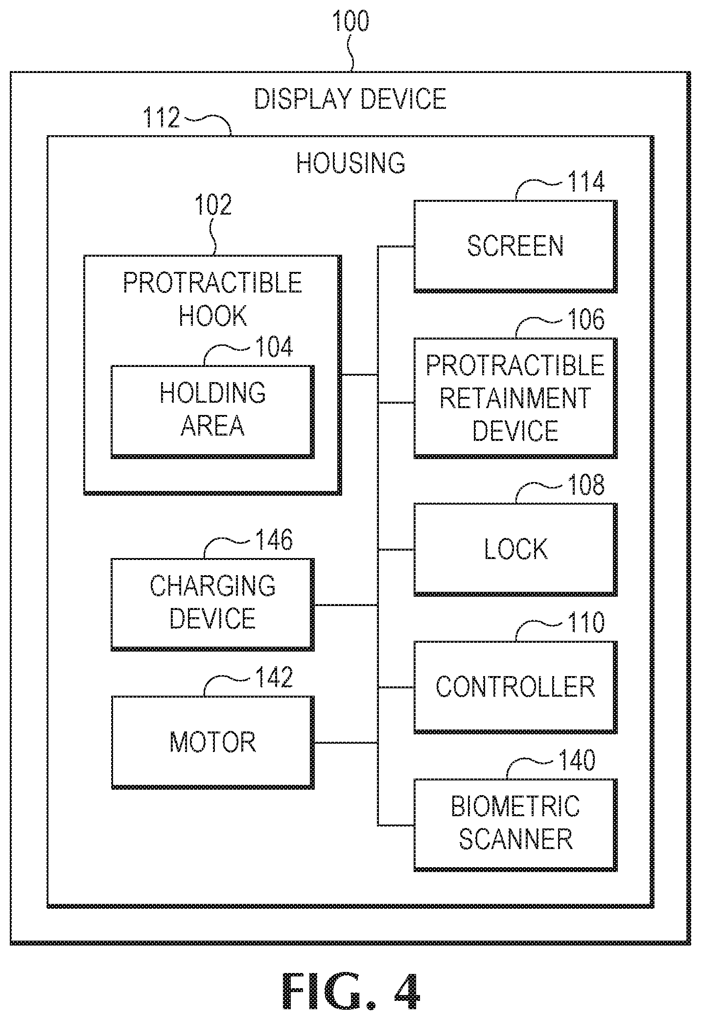 Patent US11773628 Figure 3 – Hook with lock