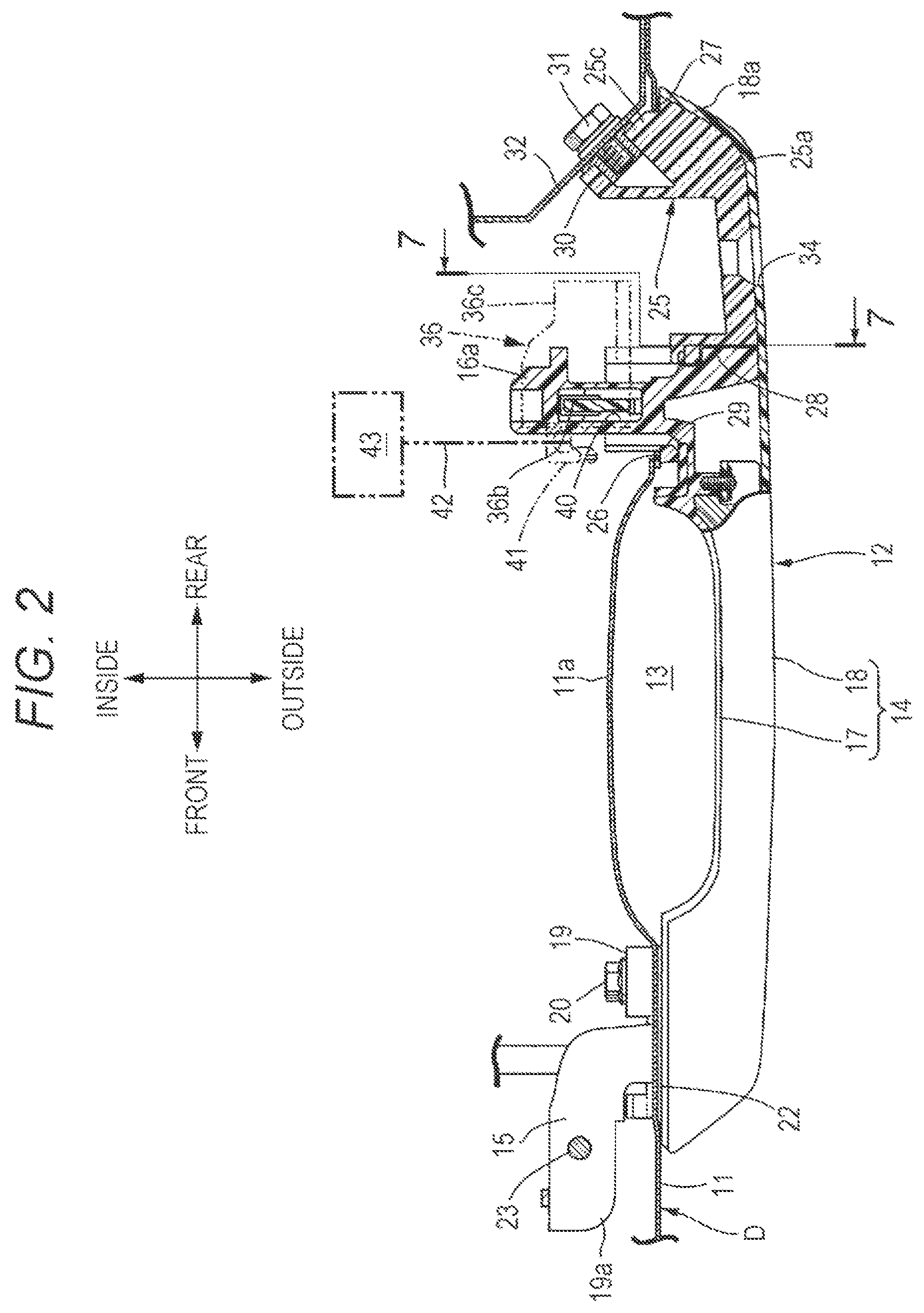 Patent US11773632 Figure 2 – Vehicular door outer handle device