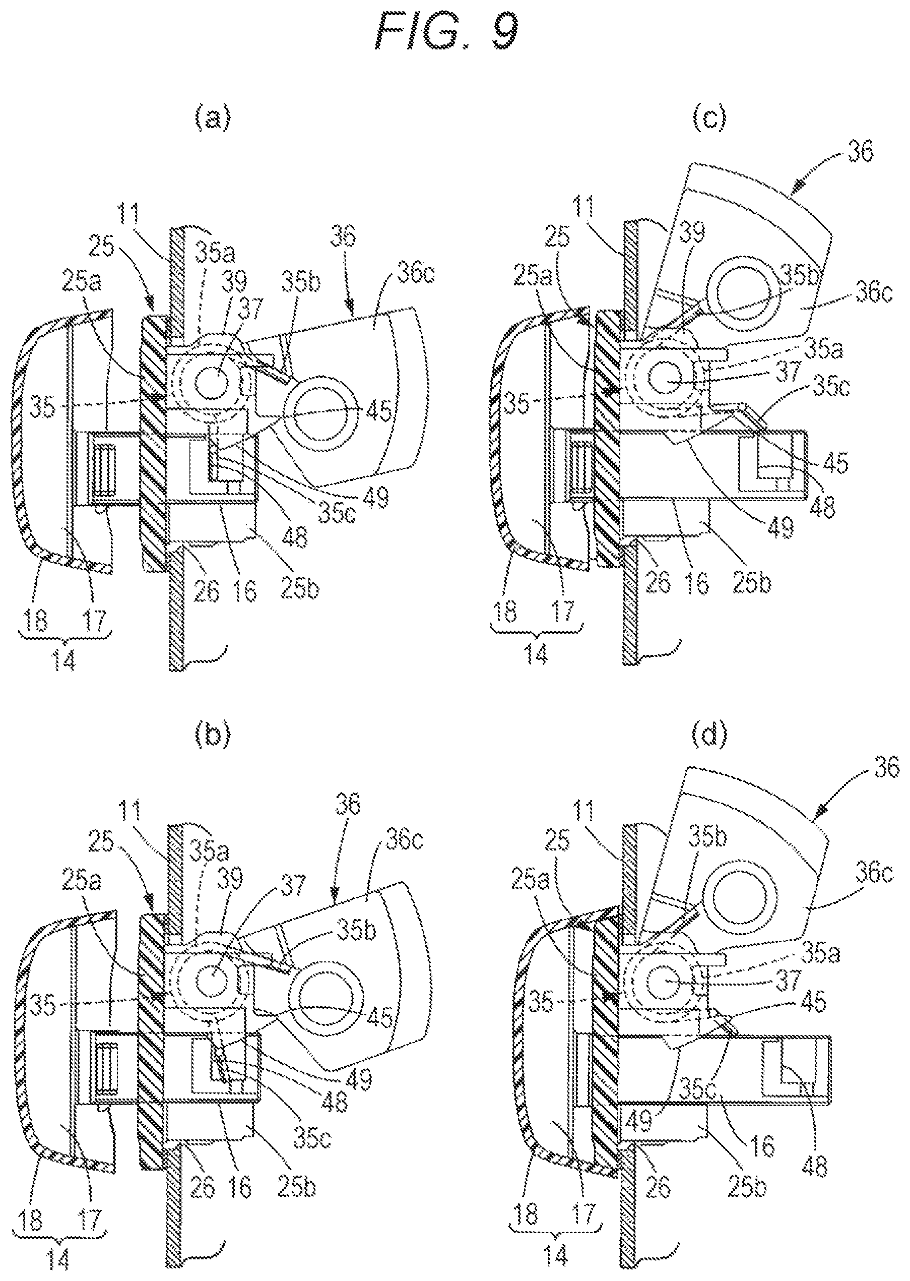 Patent US11773632 Figure 8 – Vehicular door outer handle device