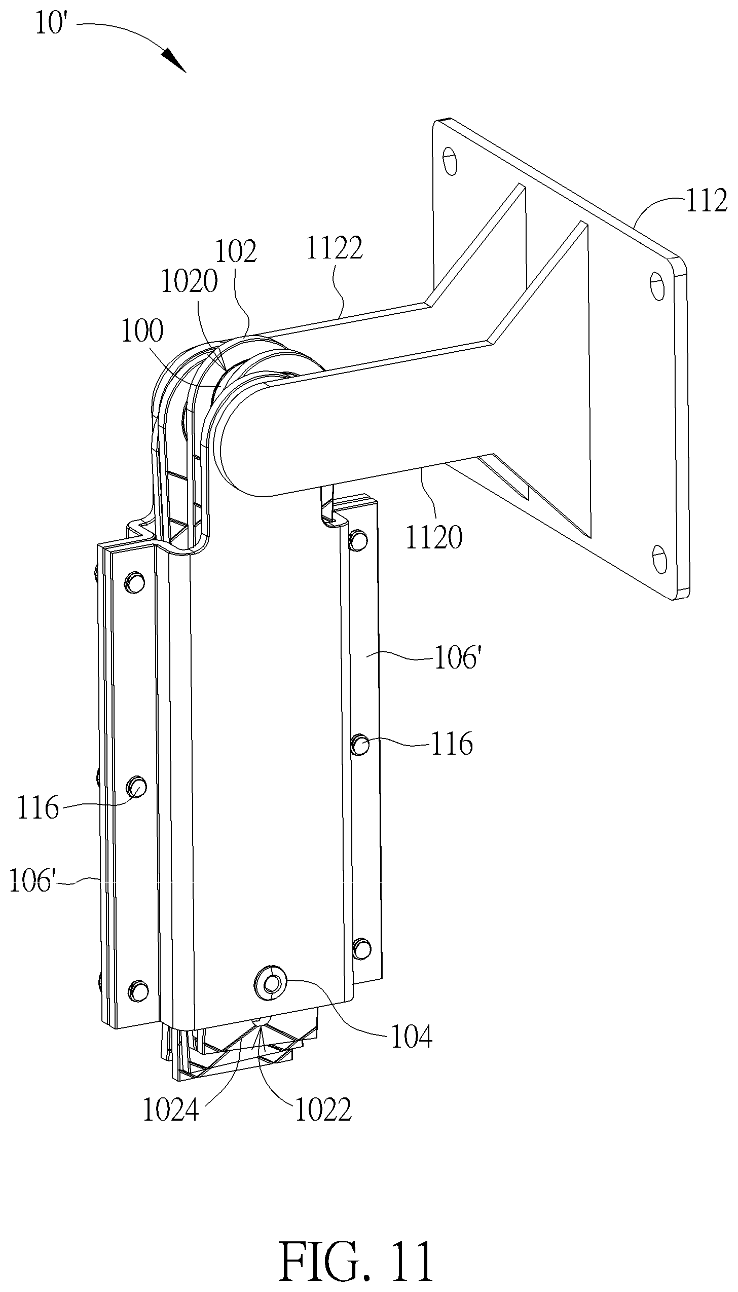 Patent US11773635 Figure 11 – Hinge module and electronic device