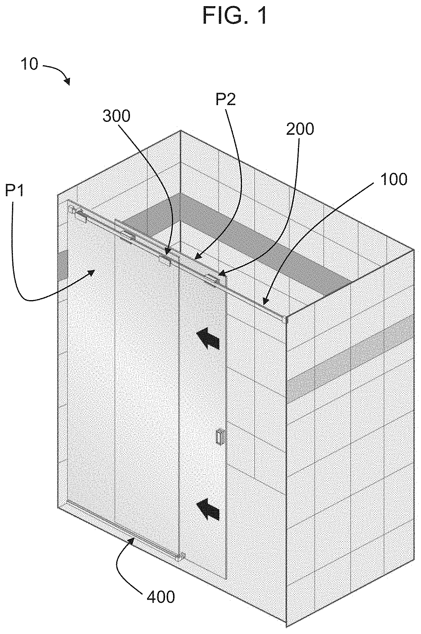 Patent US11773636 Figure 1 – Sliding panel system and method