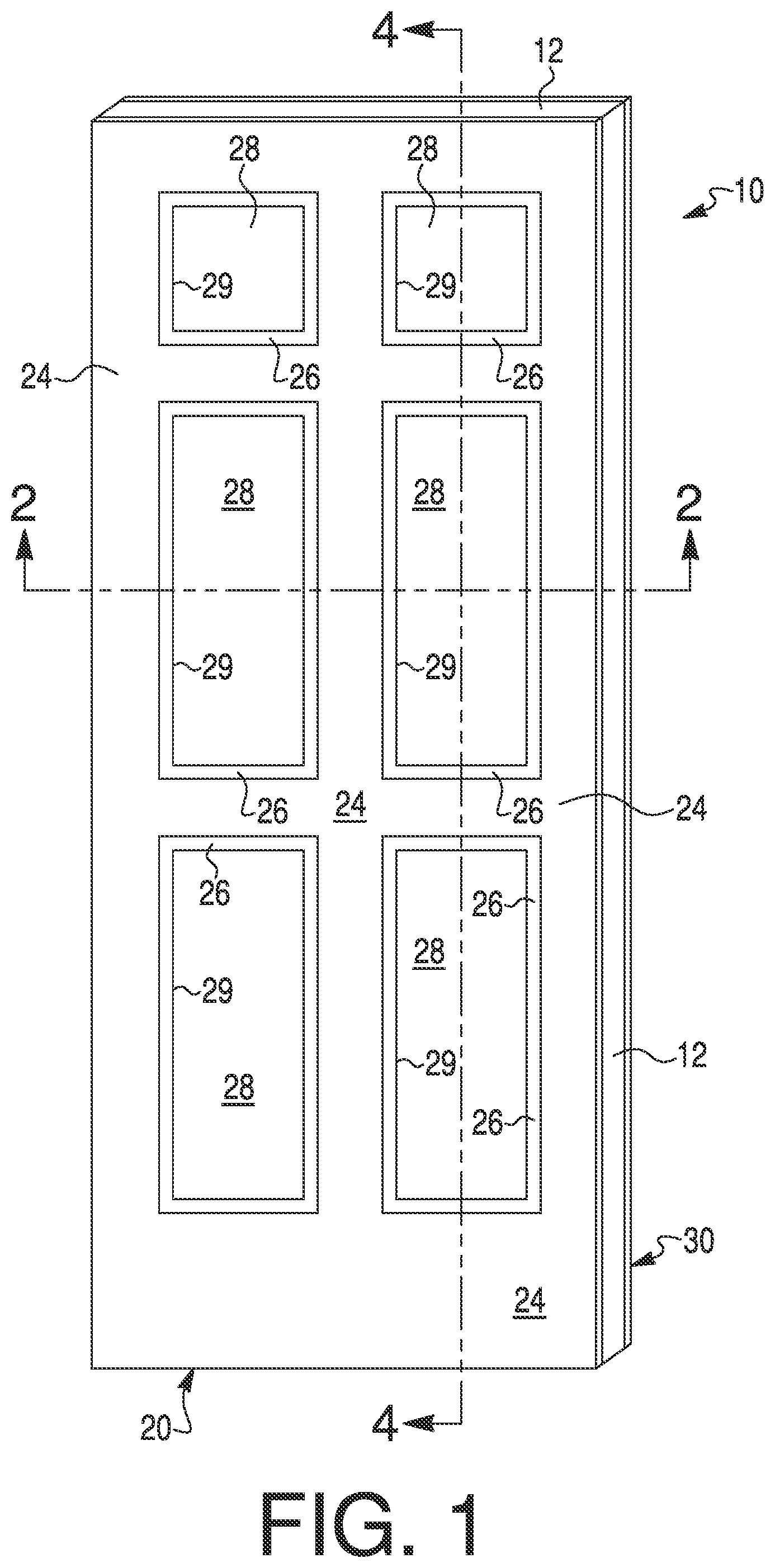 Patent US11773643 Figure 1 – Doors containing core inserts, and method of making the same