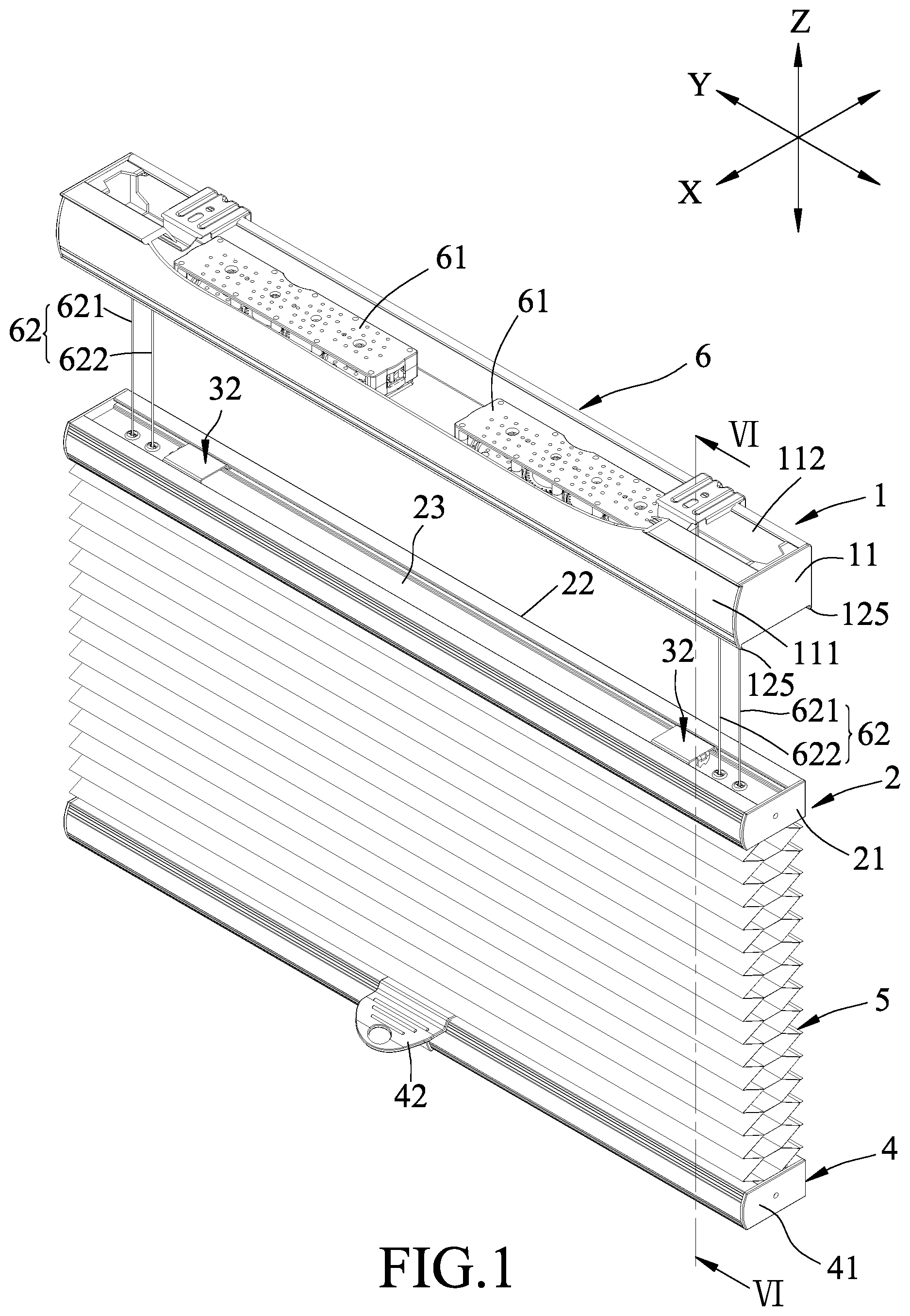 Patent US11773648 Figure 1 – Cellular shade