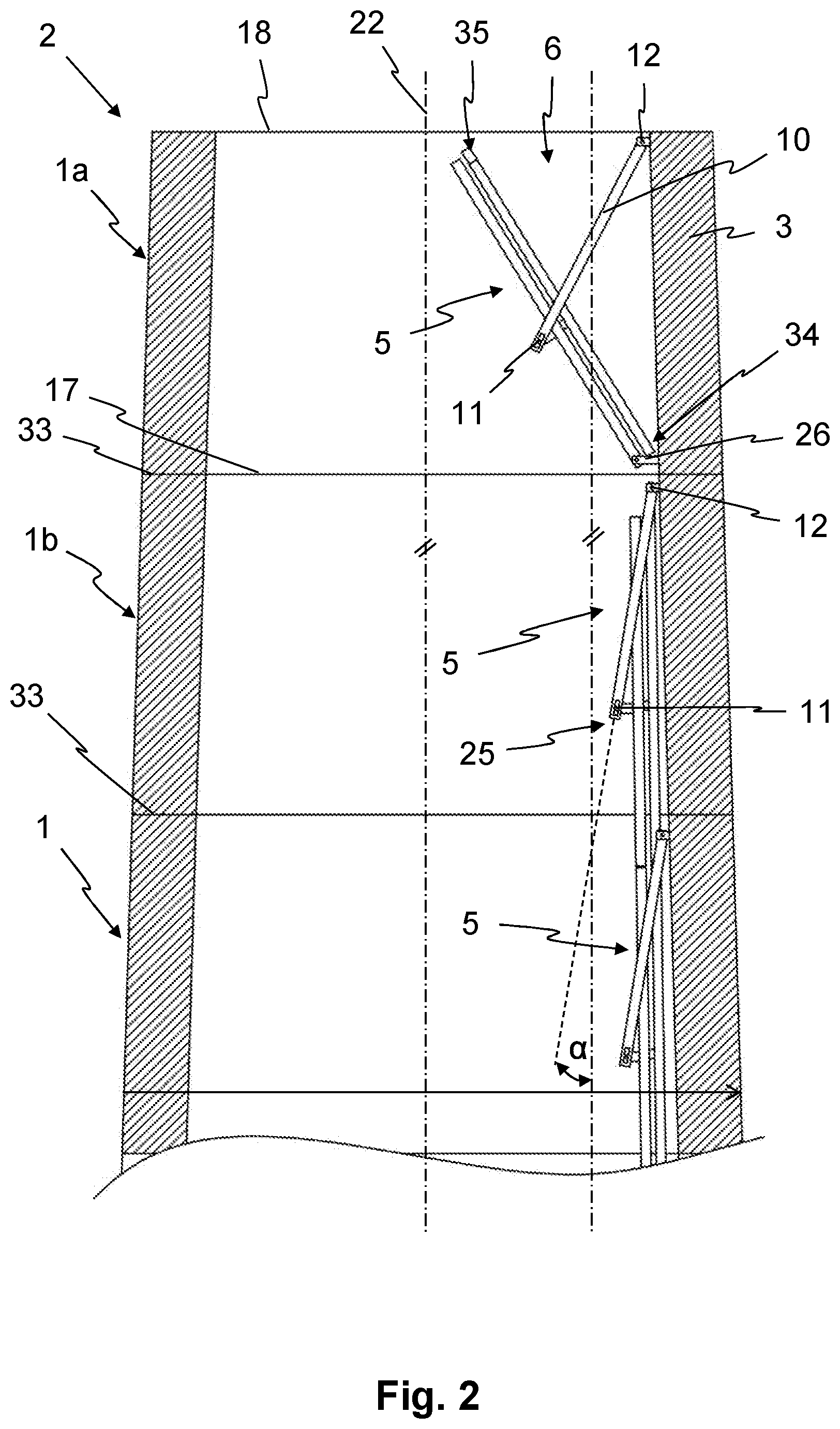 Patent US11773650 Figure 2 – Method for erecting a tower, tower segment, supply structure, and tower
