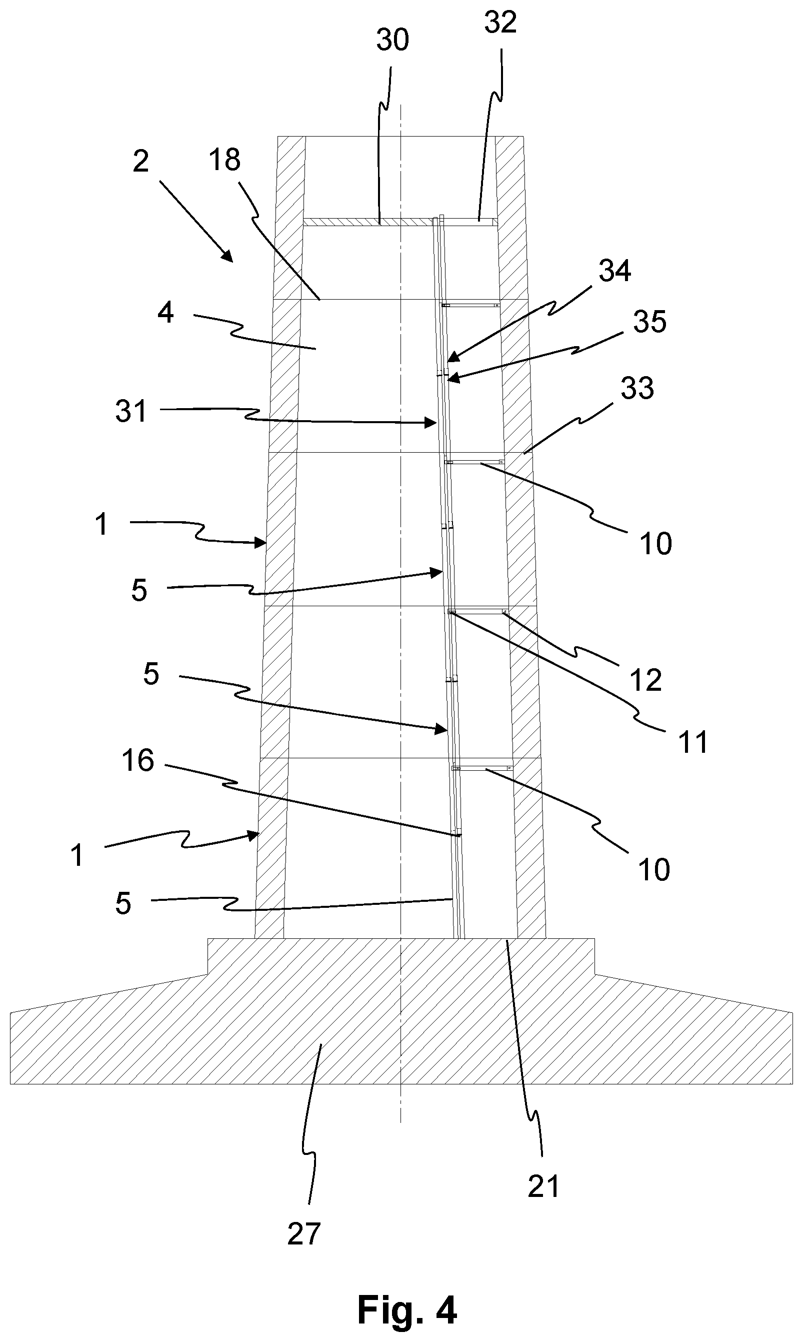 Patent US11773650 Figure 4 – Method for erecting a tower, tower segment, supply structure, and tower