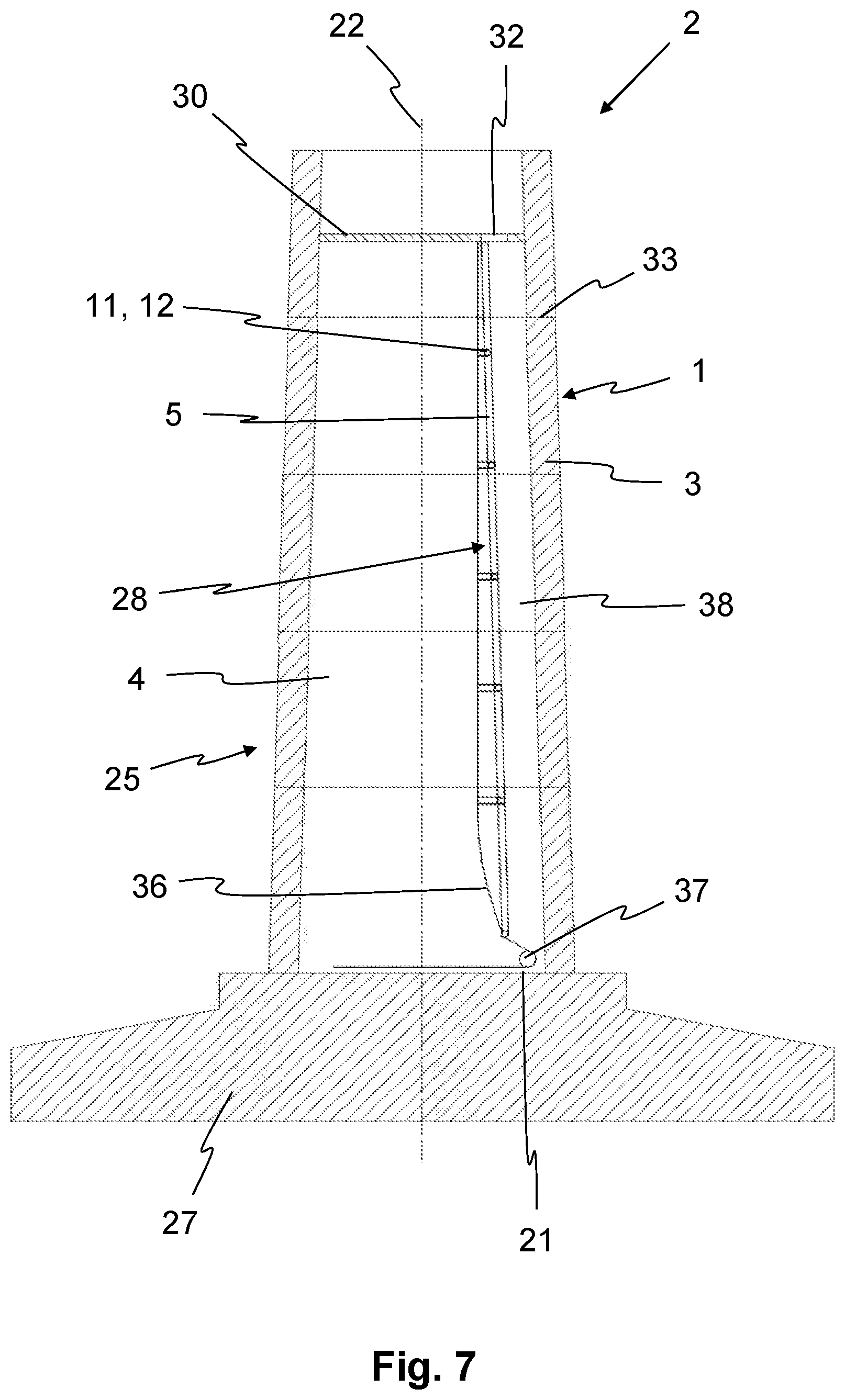 Patent US11773650 Figure 7 – Method for erecting a tower, tower segment, supply structure, and tower