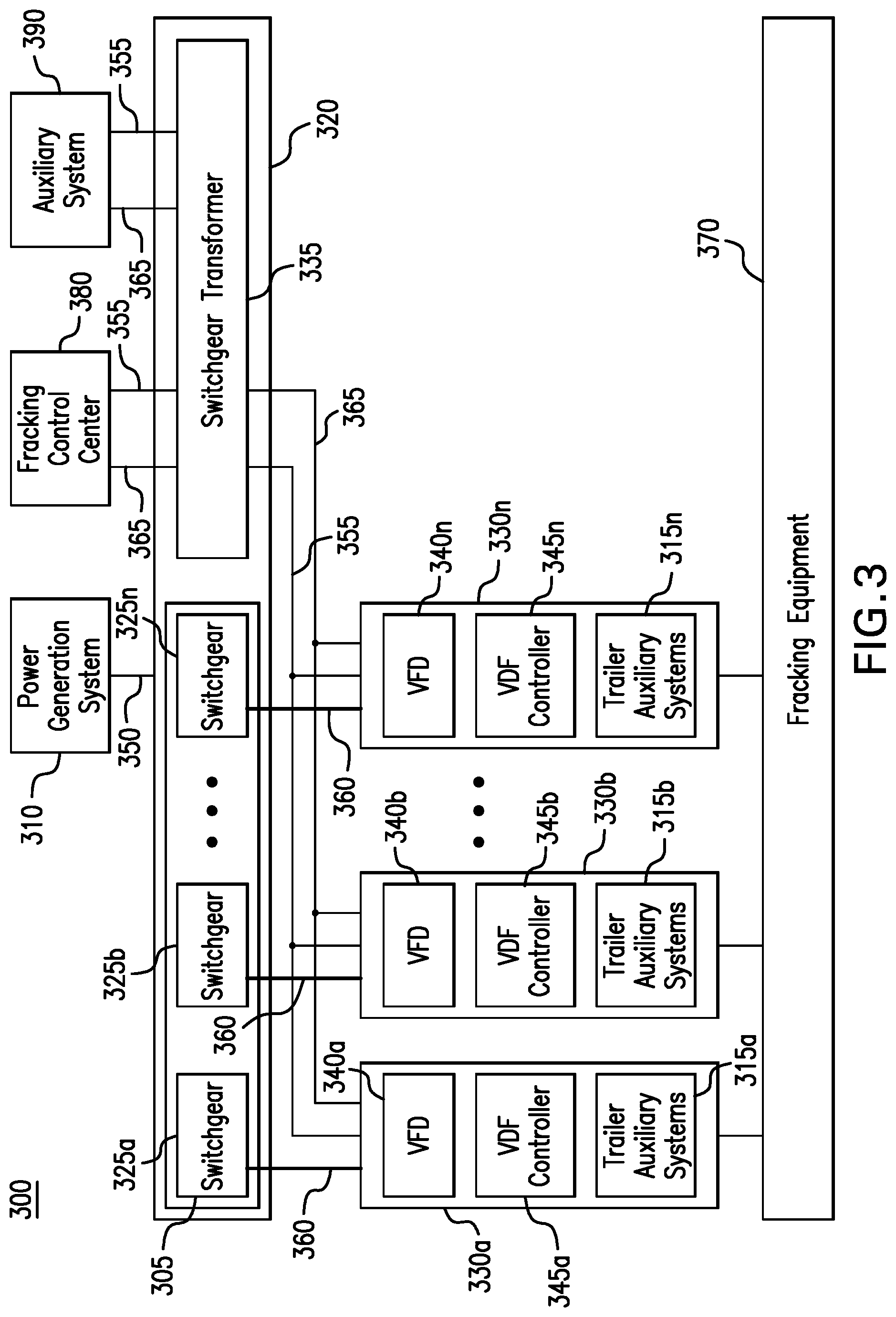 Patent US11773664 Figure 3 – Variable frequency drive configuration for electric driven hydraulic fracking system