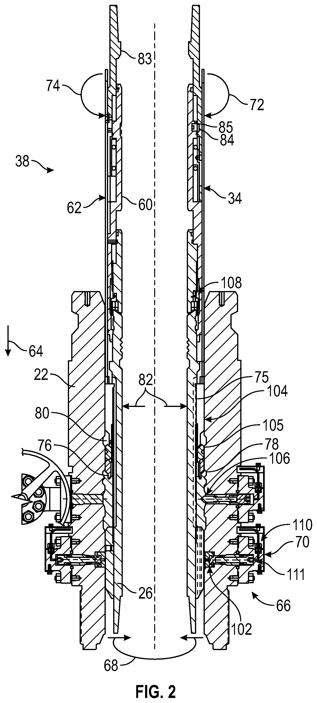 Patent US11773668 Figure 2 – Running tool system for a hanger