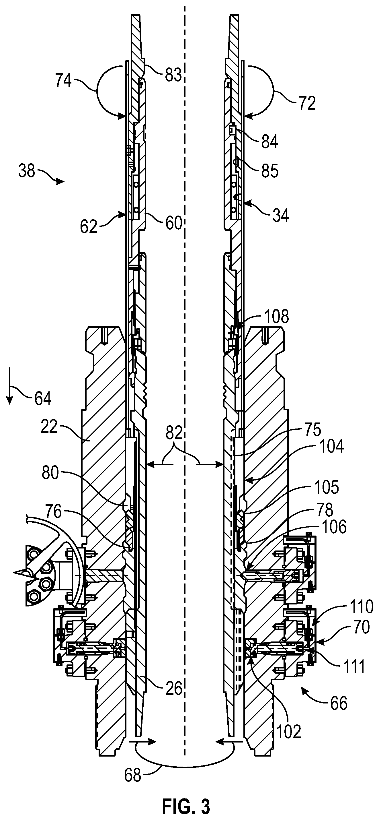 Patent US11773668 Figure 3 – Running tool system for a hanger