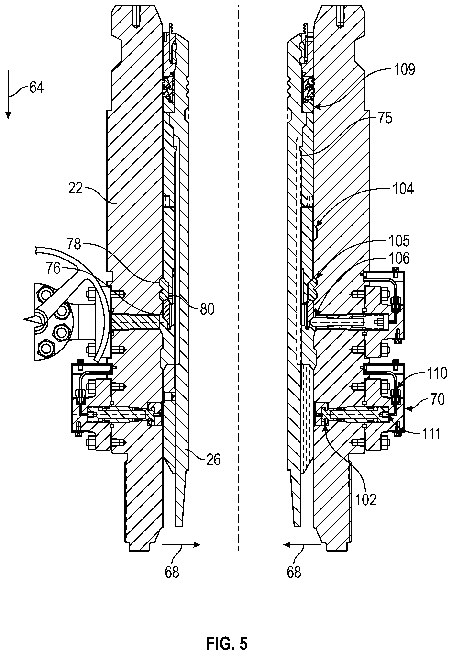 Patent US11773668 Figure 5 – Running tool system for a hanger