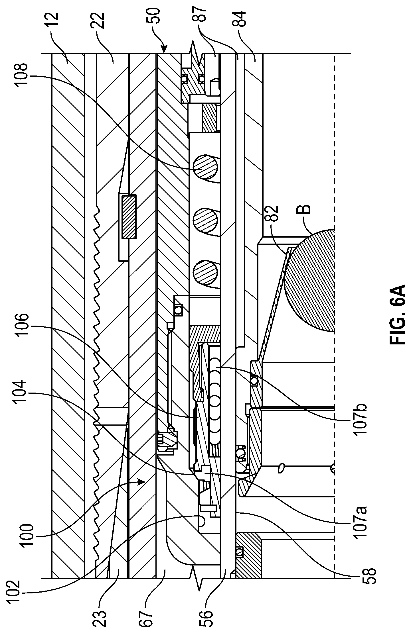 Patent US11773672 Figure 6 – Debris exclusive-pressure intensified-pressure balanced setting tool for liner hanger