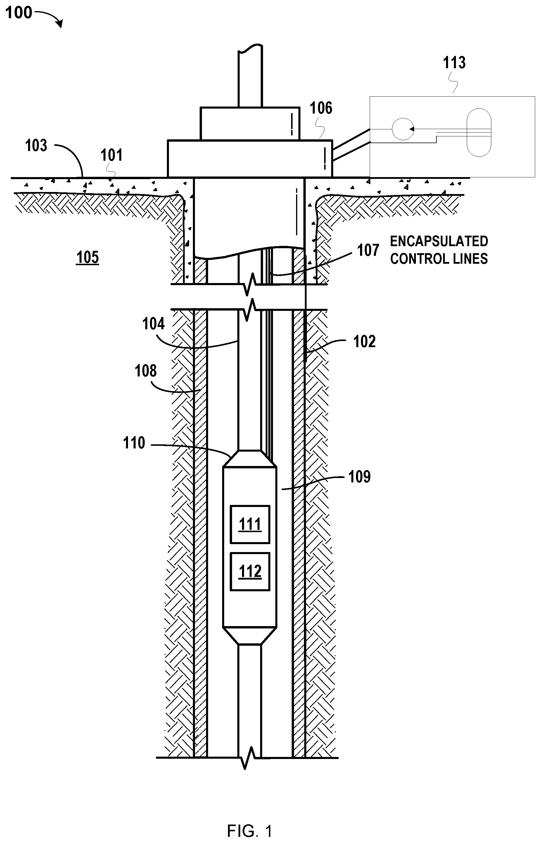 Patent US11773687 Figure 1 – Single solenoid electro-hydraulic control system to actuate downhole valves