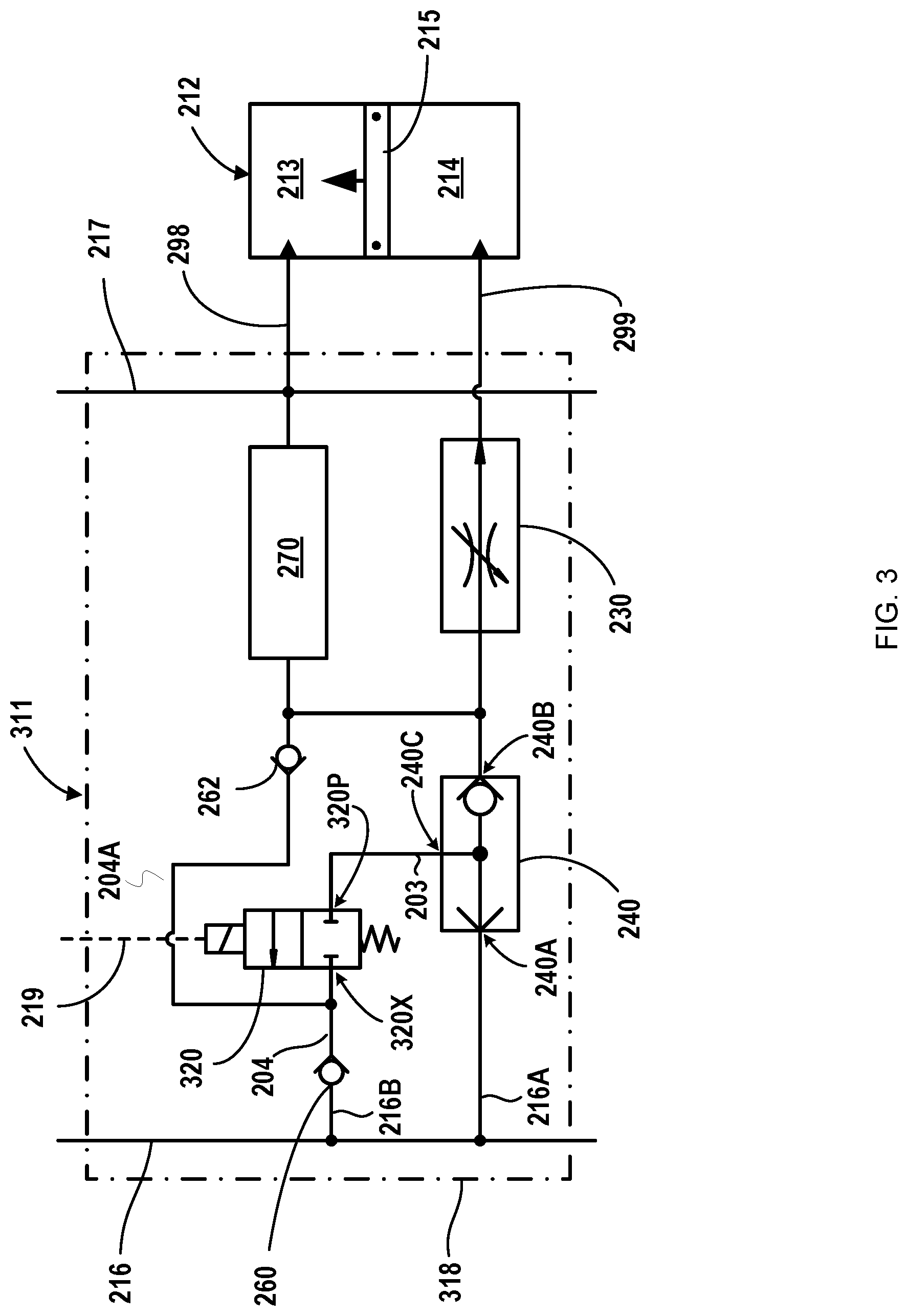 Patent US11773687 Figure 3 – Single solenoid electro-hydraulic control system to actuate downhole valves