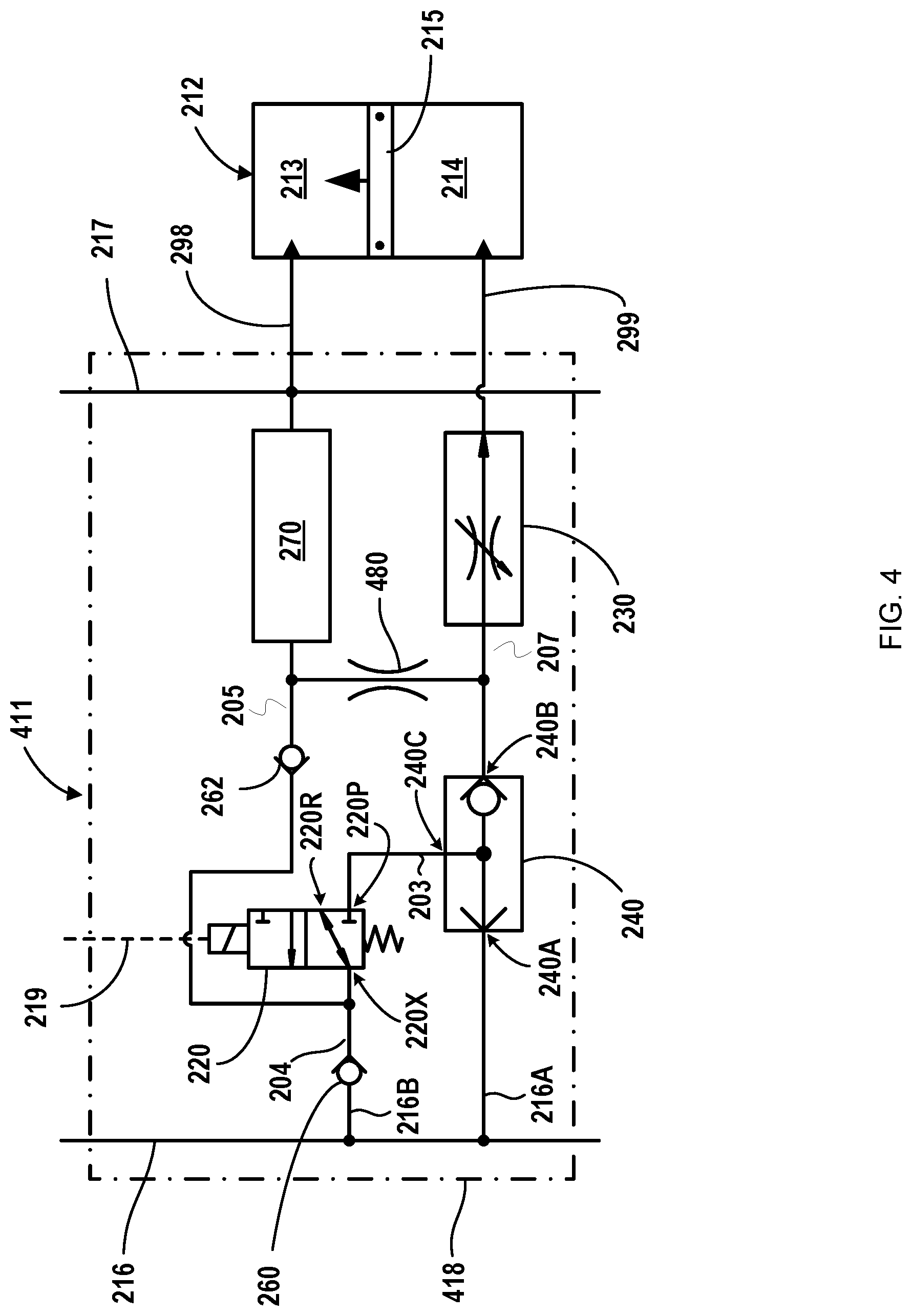 Patent US11773687 Figure 4 – Single solenoid electro-hydraulic control system to actuate downhole valves