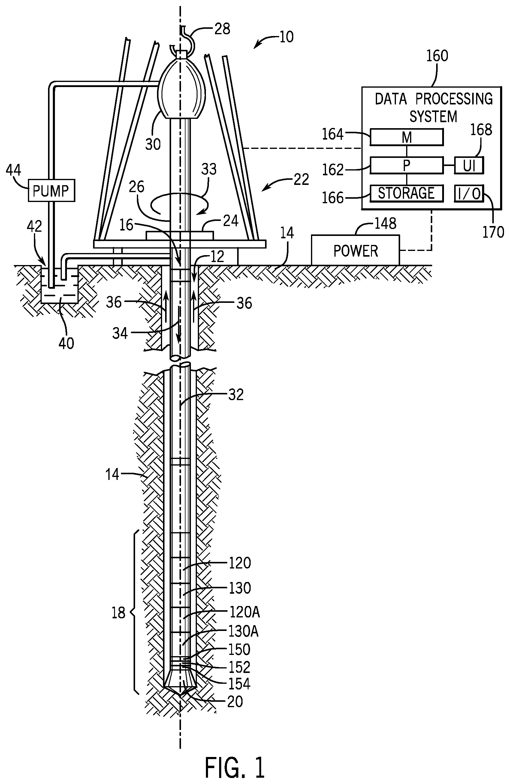 Patent US11773710 Figure 1 – Systems and methods to determine rotational oscillation of a drill string