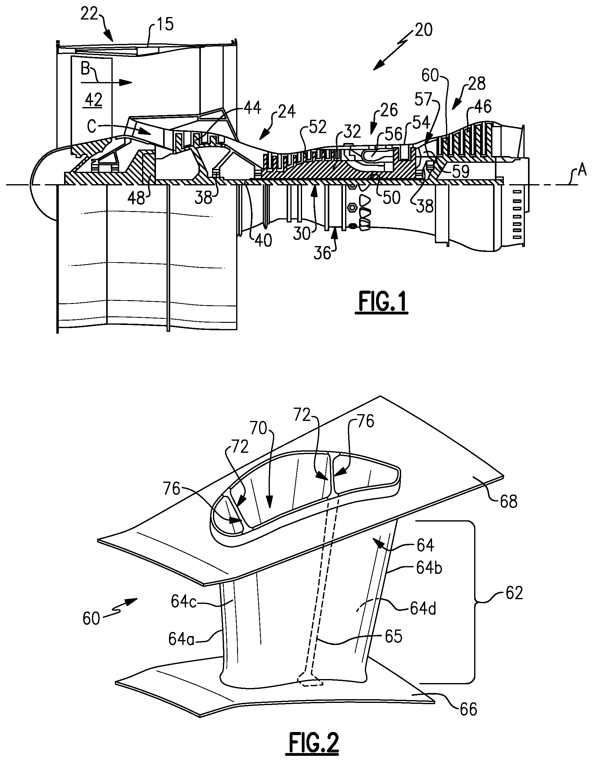 Patent US11773723 Figure 1 – Airfoil rib with thermal conductance element