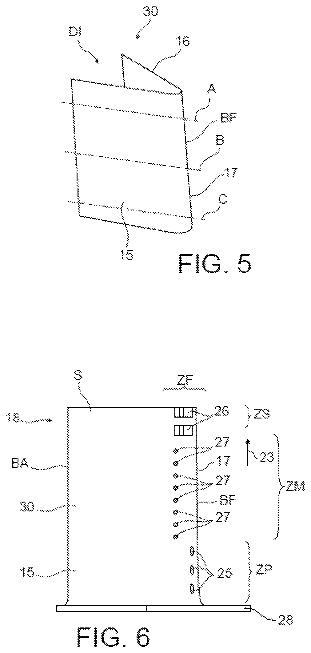 Patent US11773727 Figure 3 – Turbine blade comprising three types of orifices for cooling the trailing edge