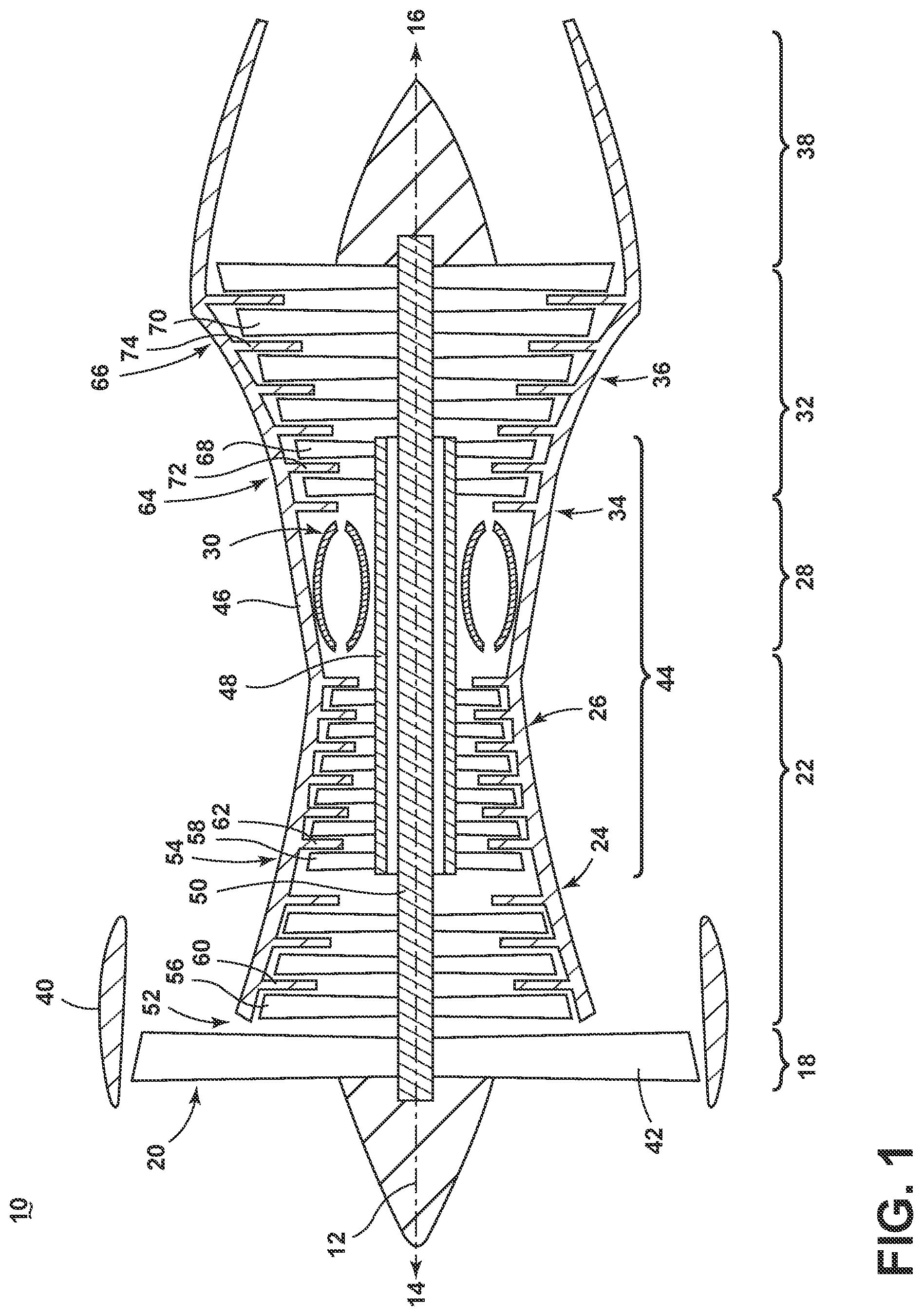 Patent US11773729 Figure 1 – Component for a gas turbine engine with a film hole