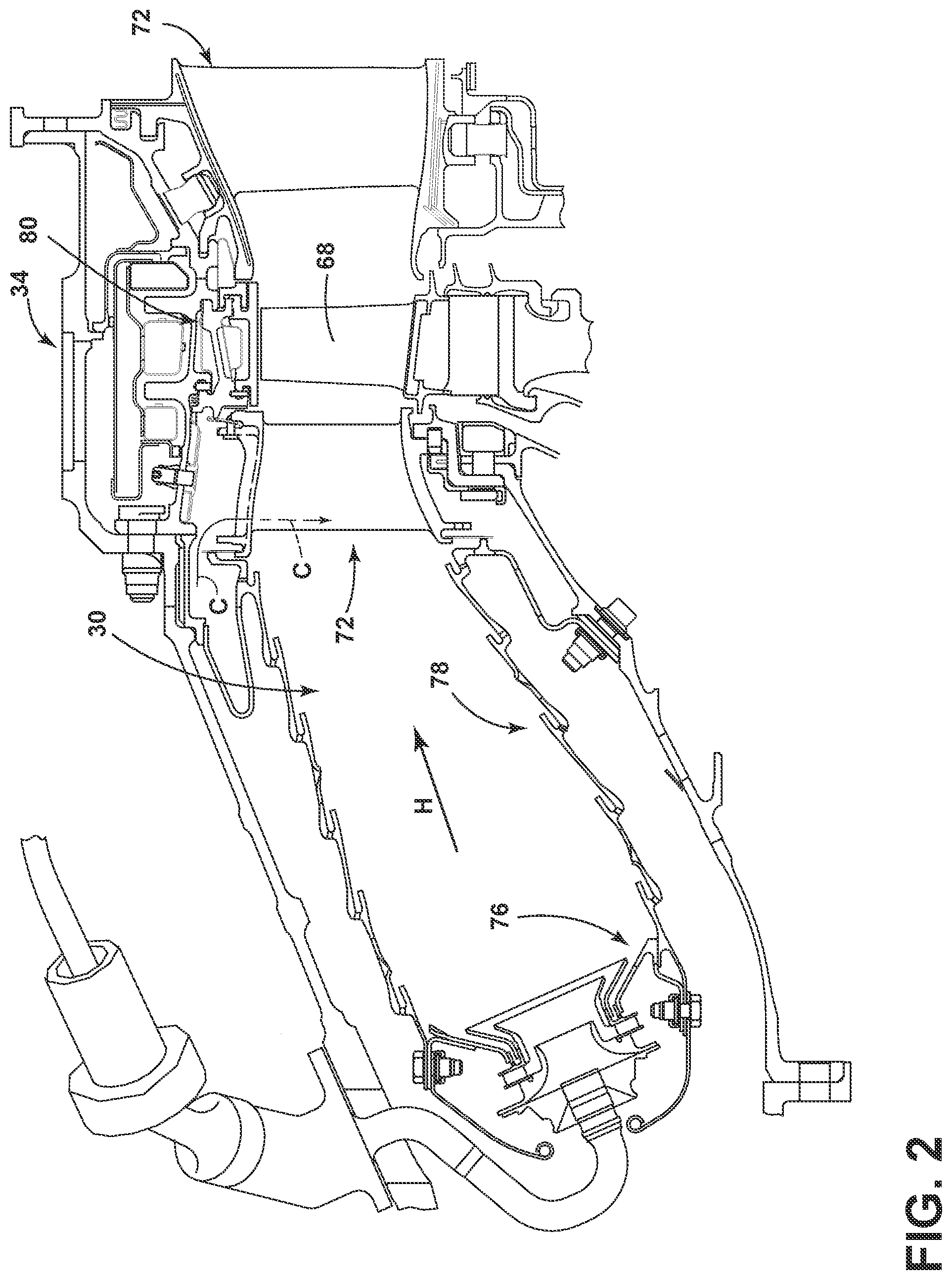 Patent US11773729 Figure 2 – Component for a gas turbine engine with a film hole