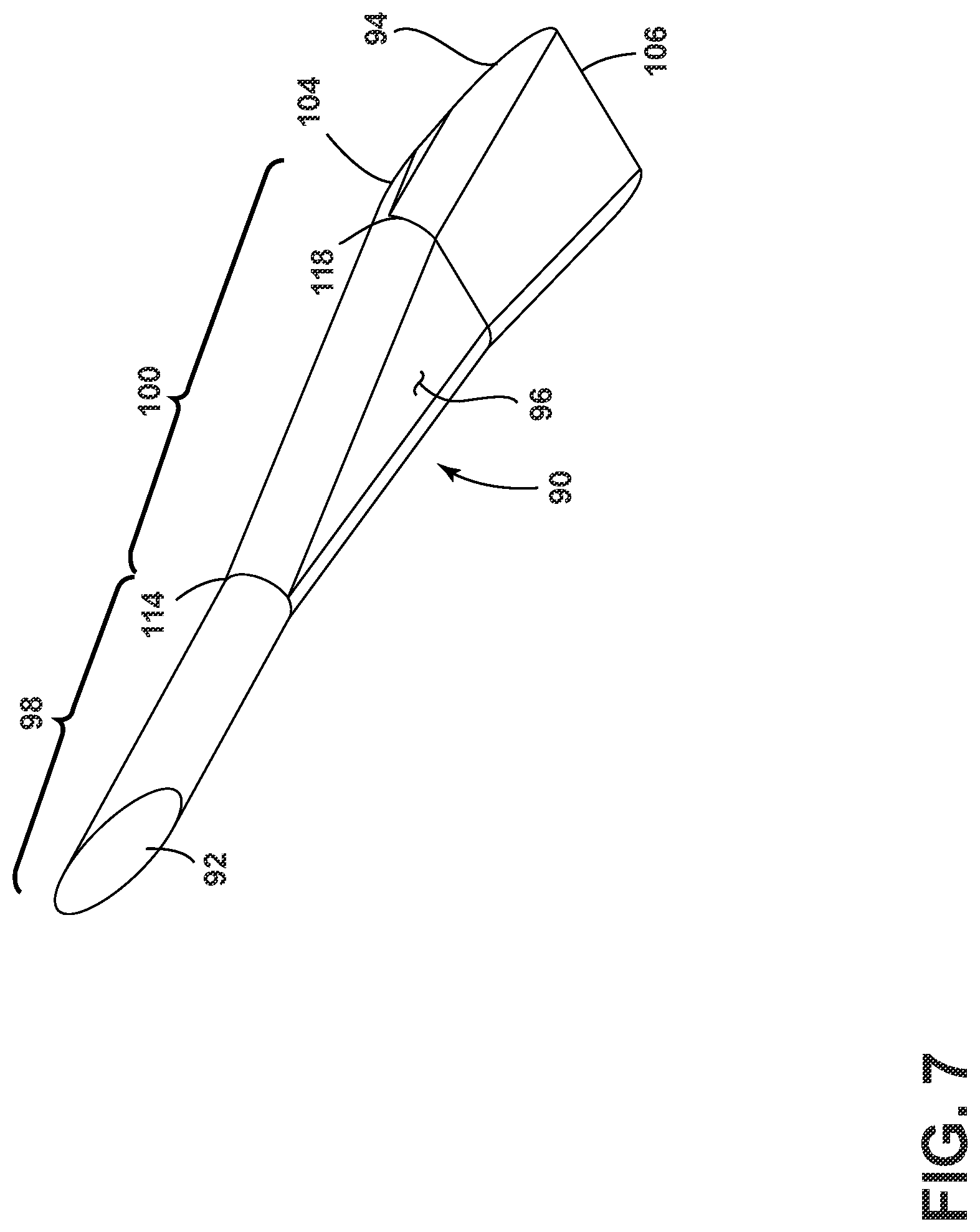 Patent US11773729 Figure 5 – Component for a gas turbine engine with a film hole