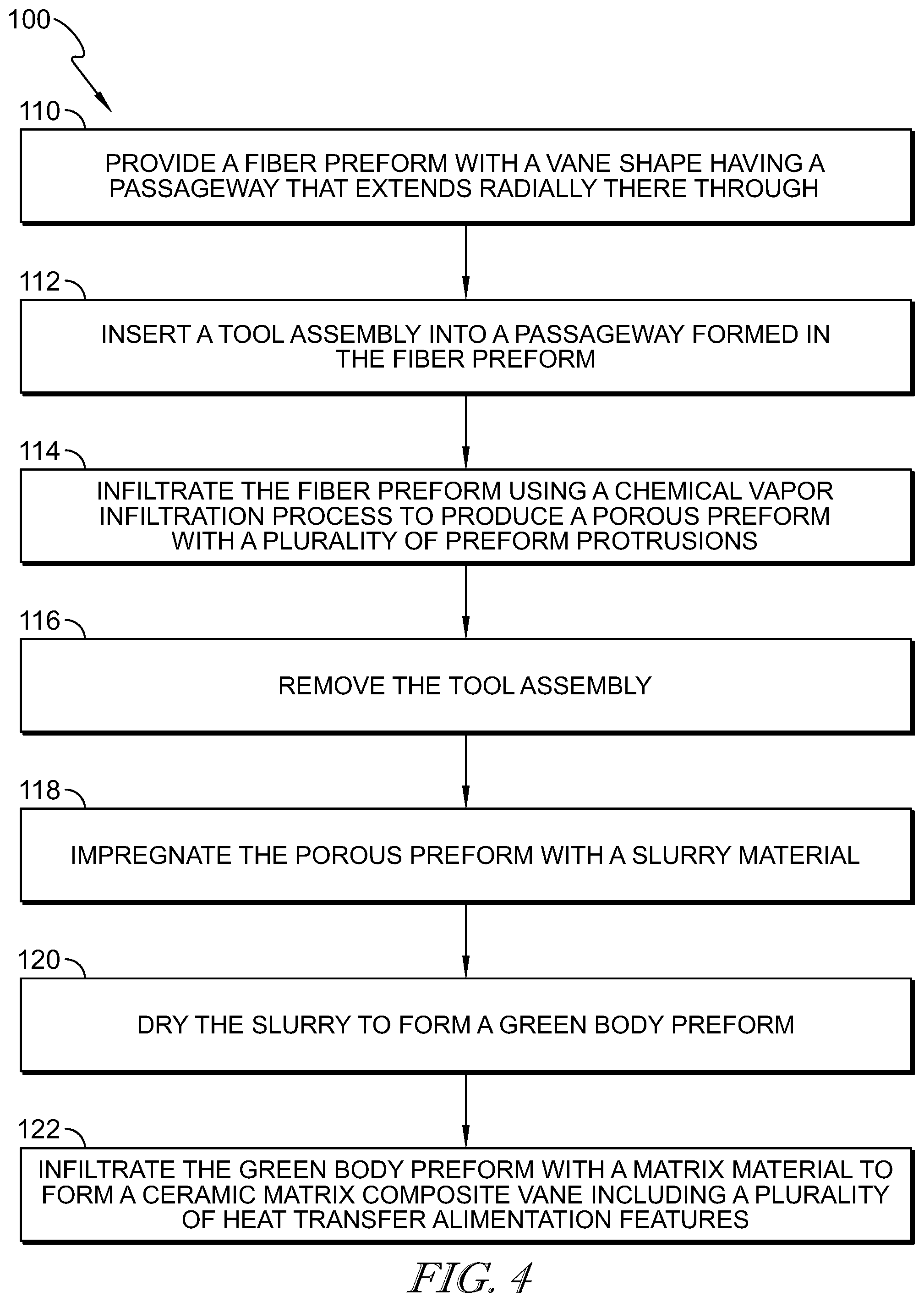 Patent US11773730 Figure 3 – Ceramic matrix composite airfoil with heat transfer augmentation