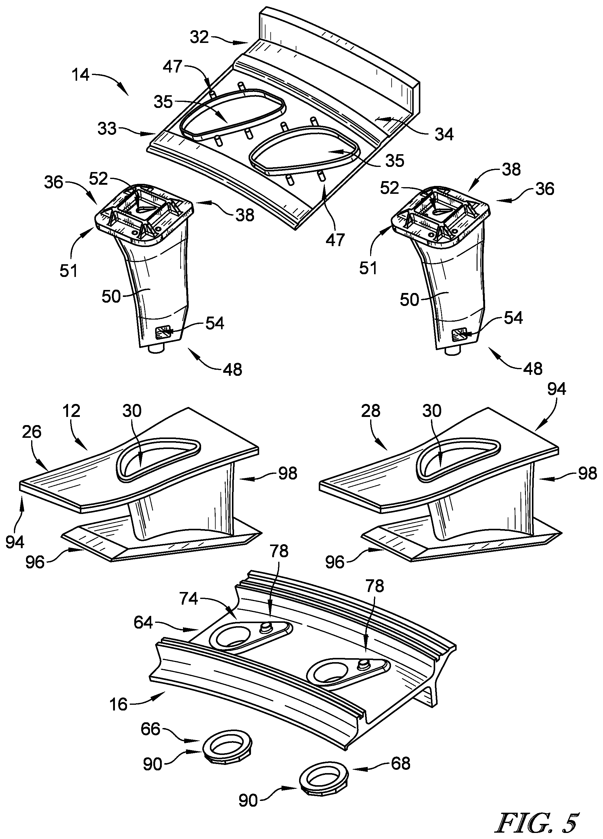 Patent US11773735 Figure 4 – Vane ring assembly with ceramic matrix composite airfoils