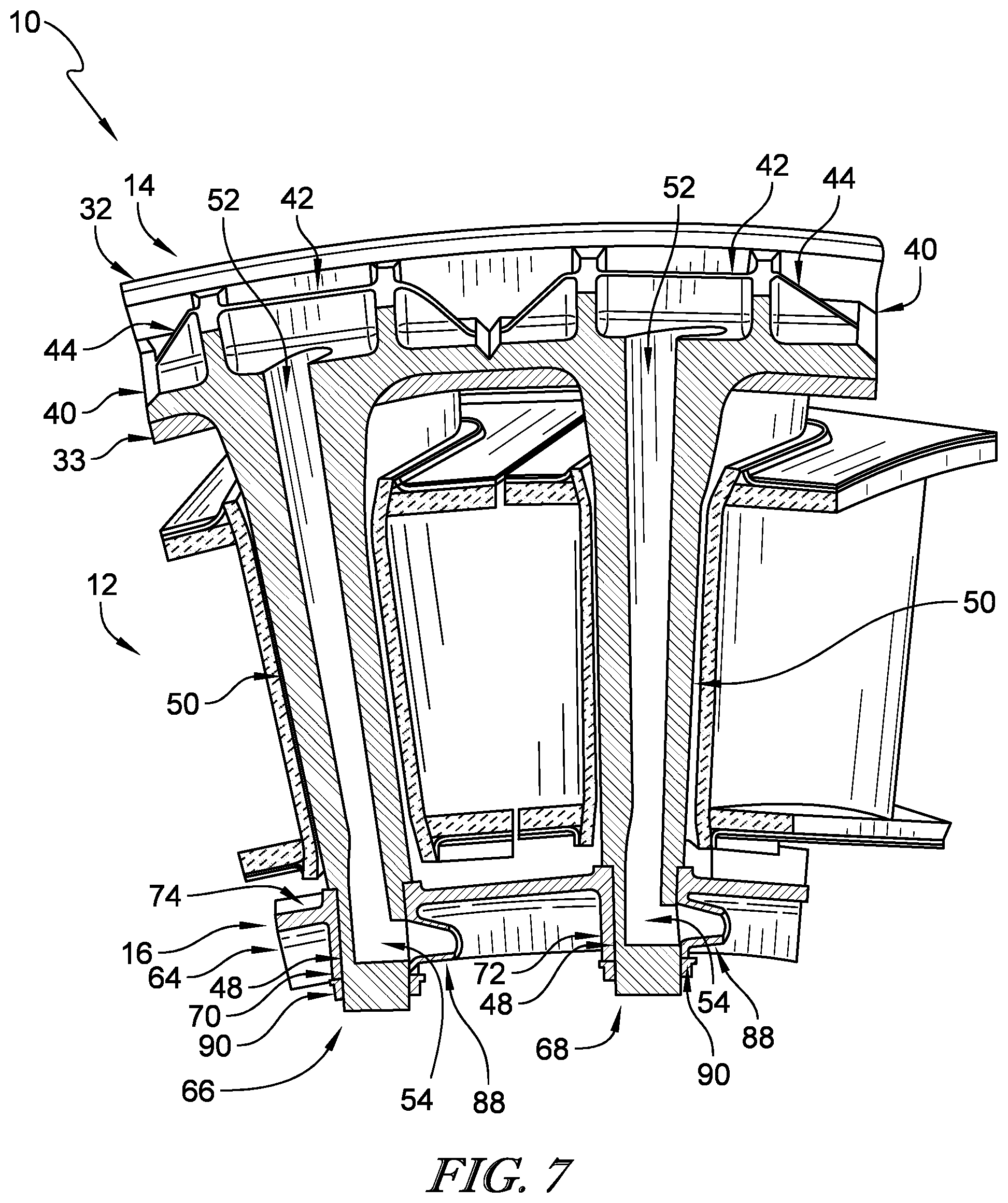 Patent US11773735 Figure 6 – Vane ring assembly with ceramic matrix composite airfoils