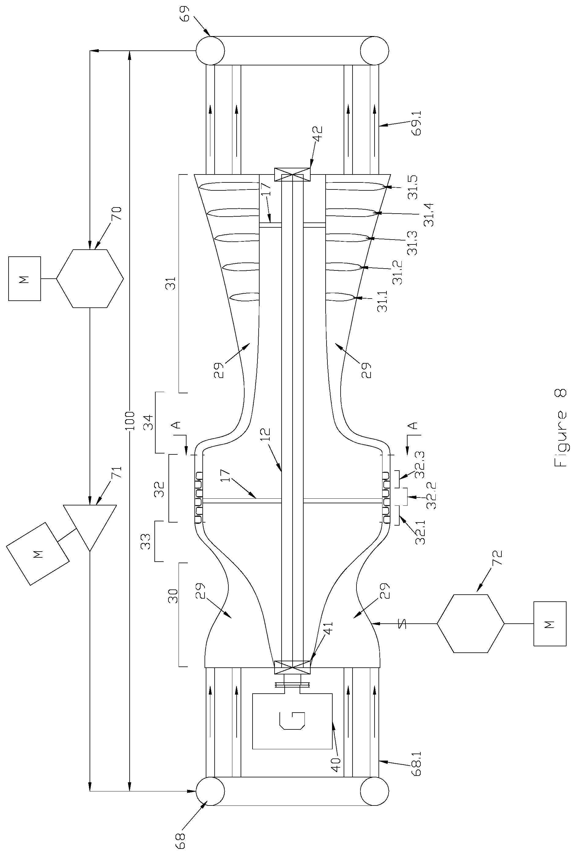 Patent US11773736 Figure 8 – Segmented augmented turbine assembly
