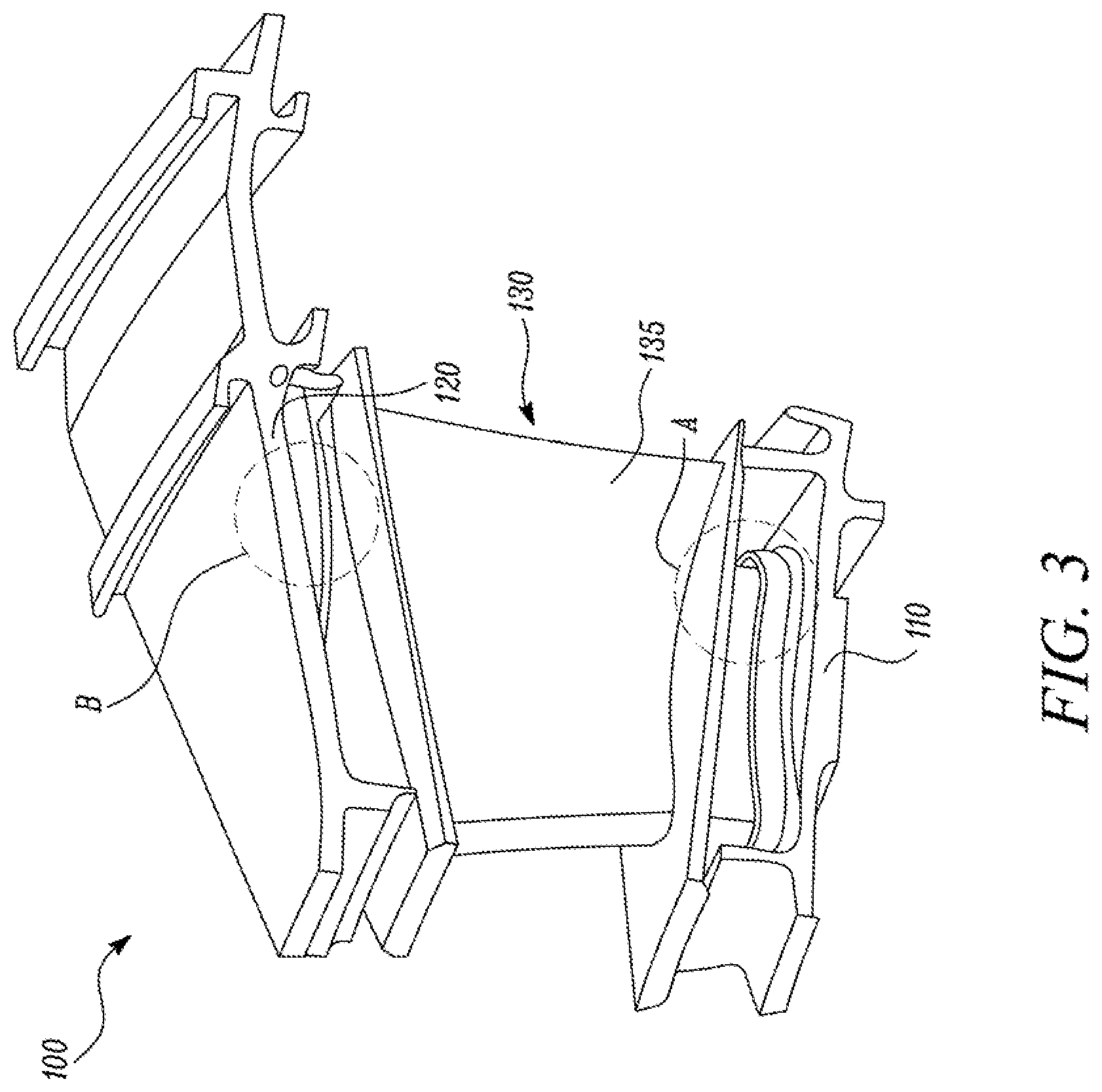 Patent US11773737 Figure 3 – Load transfer device, stator vane assembly, turbine, and gas turbine engine including the same