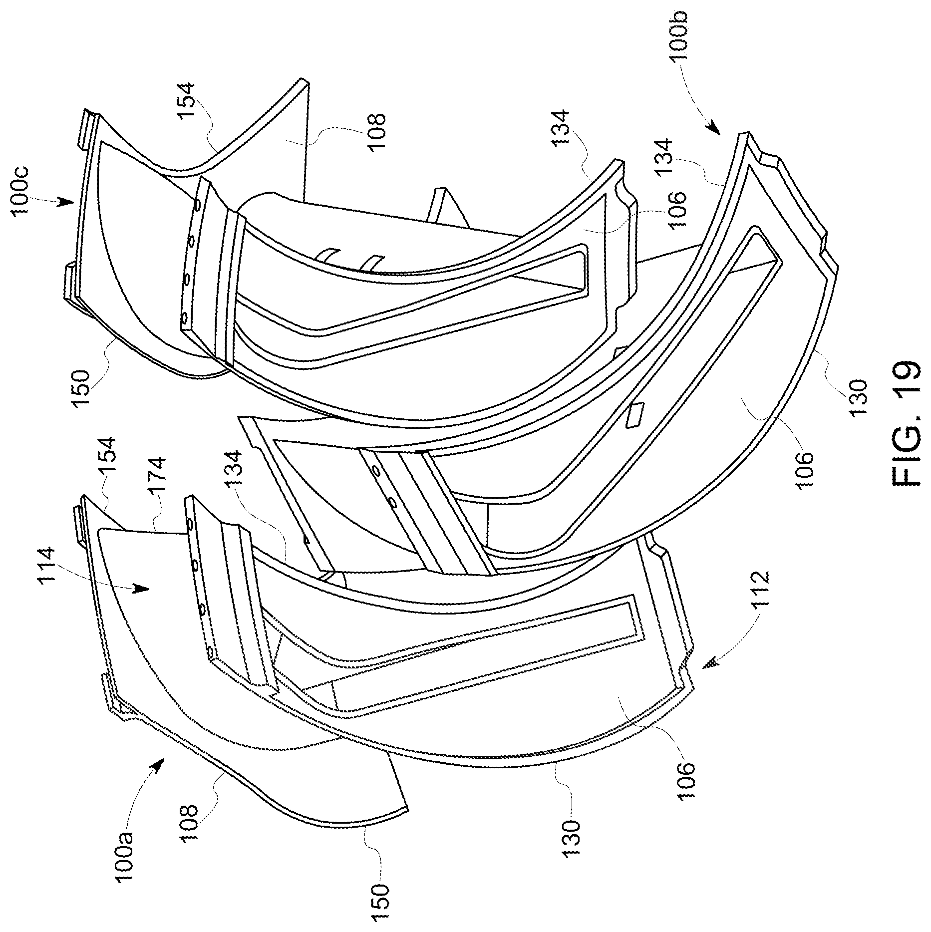 Patent US11773739 Figure 13 – Curved seal for adjacent gas turbine components
