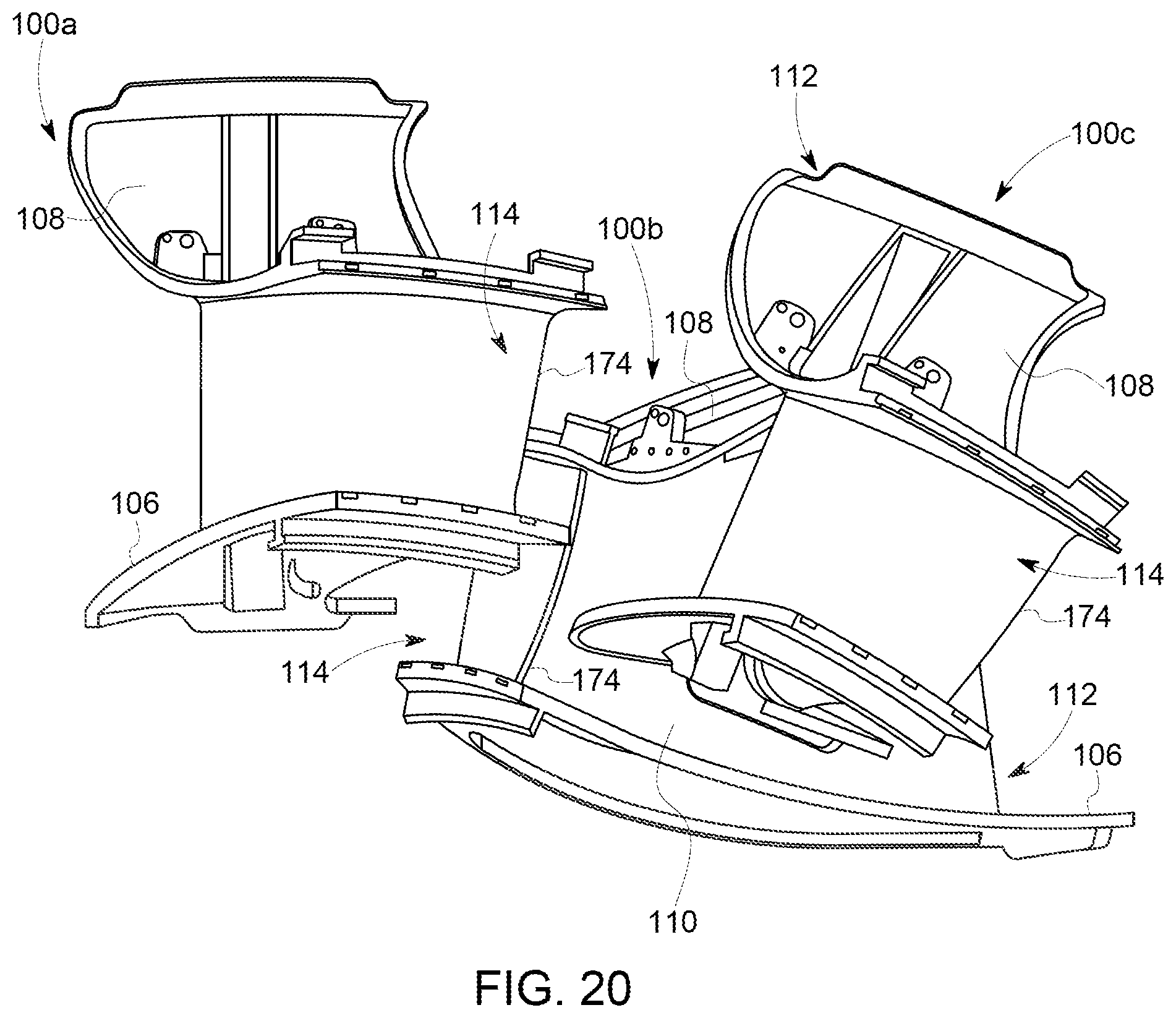 Patent US11773739 Figure 14 – Curved seal for adjacent gas turbine components
