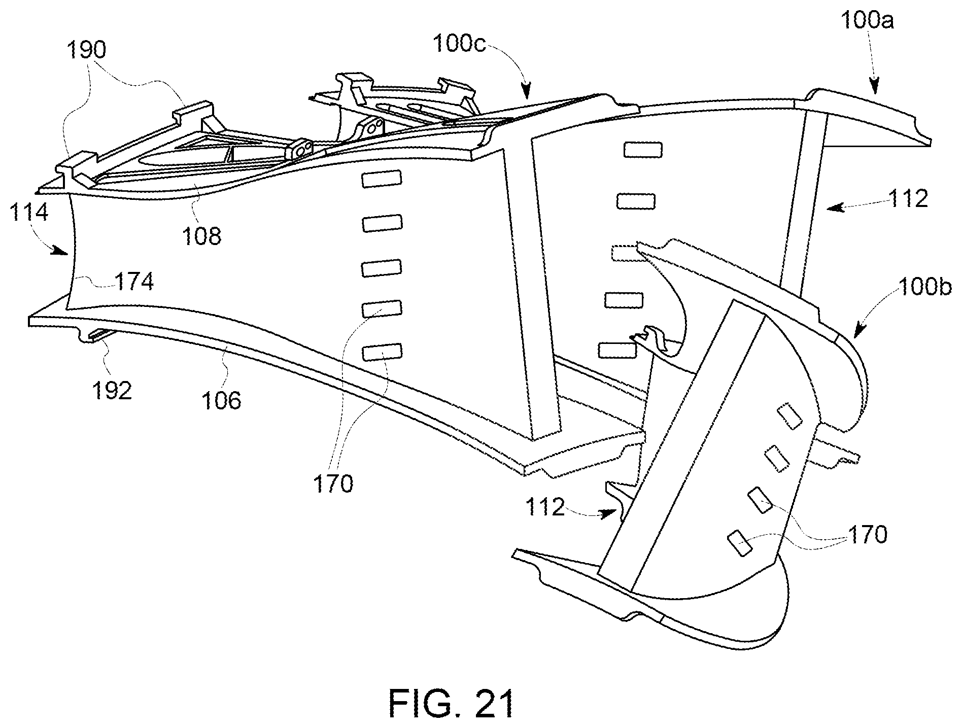 Patent US11773739 Figure 15 – Curved seal for adjacent gas turbine components