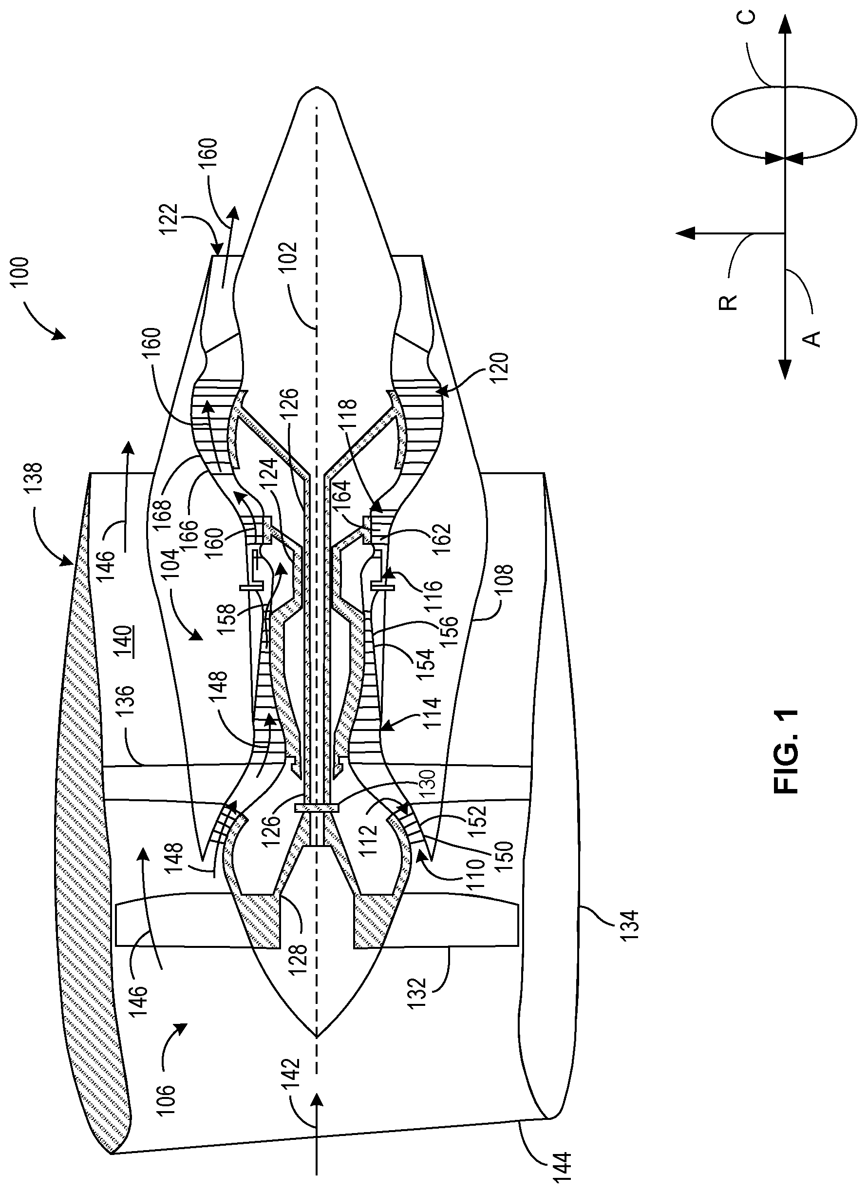 Patent US11773741 — Compliant shroud designs with variable stiffness — Figure 1