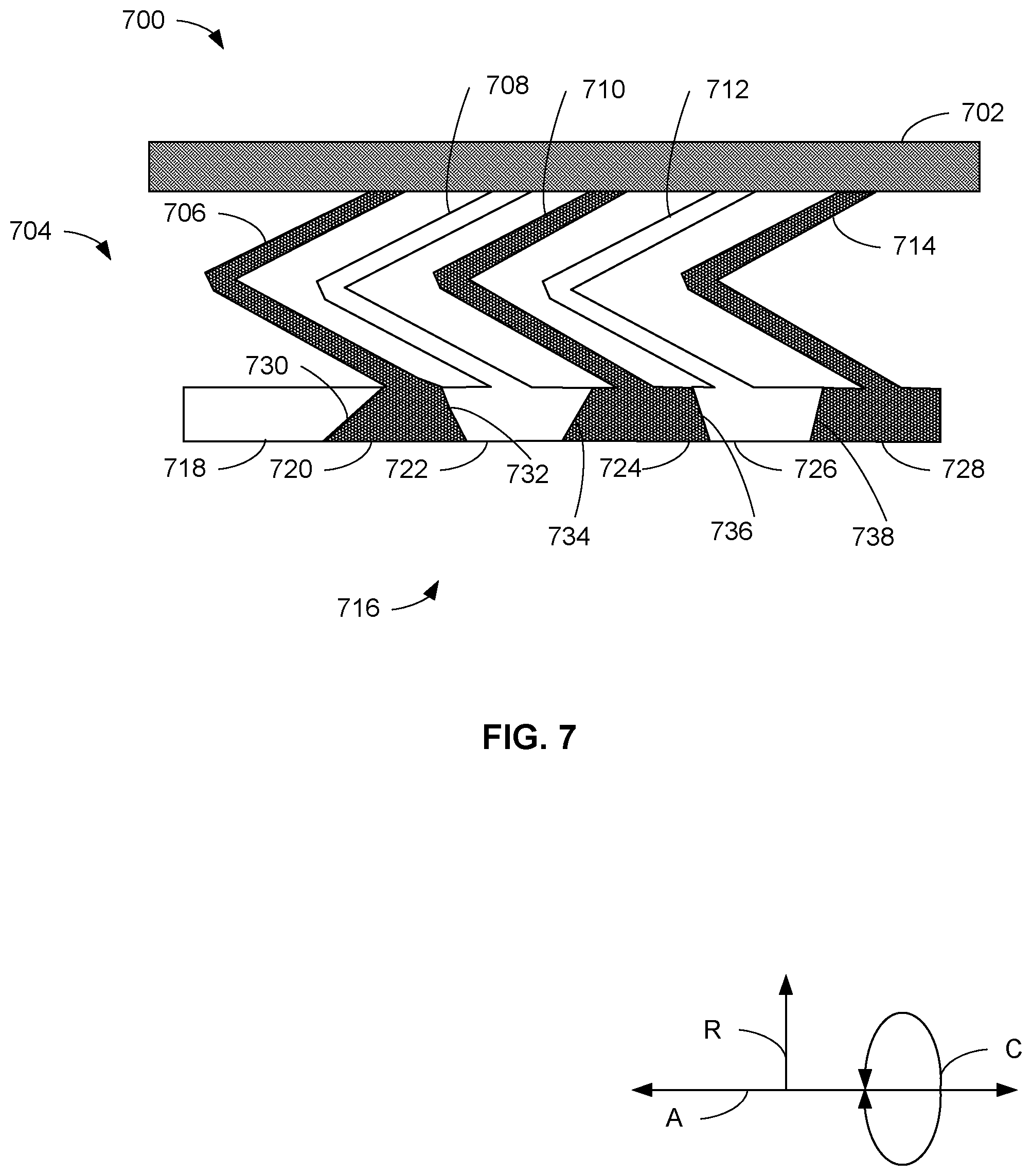Patent US11773741 Figure 7 – Compliant shroud designs with variable stiffness