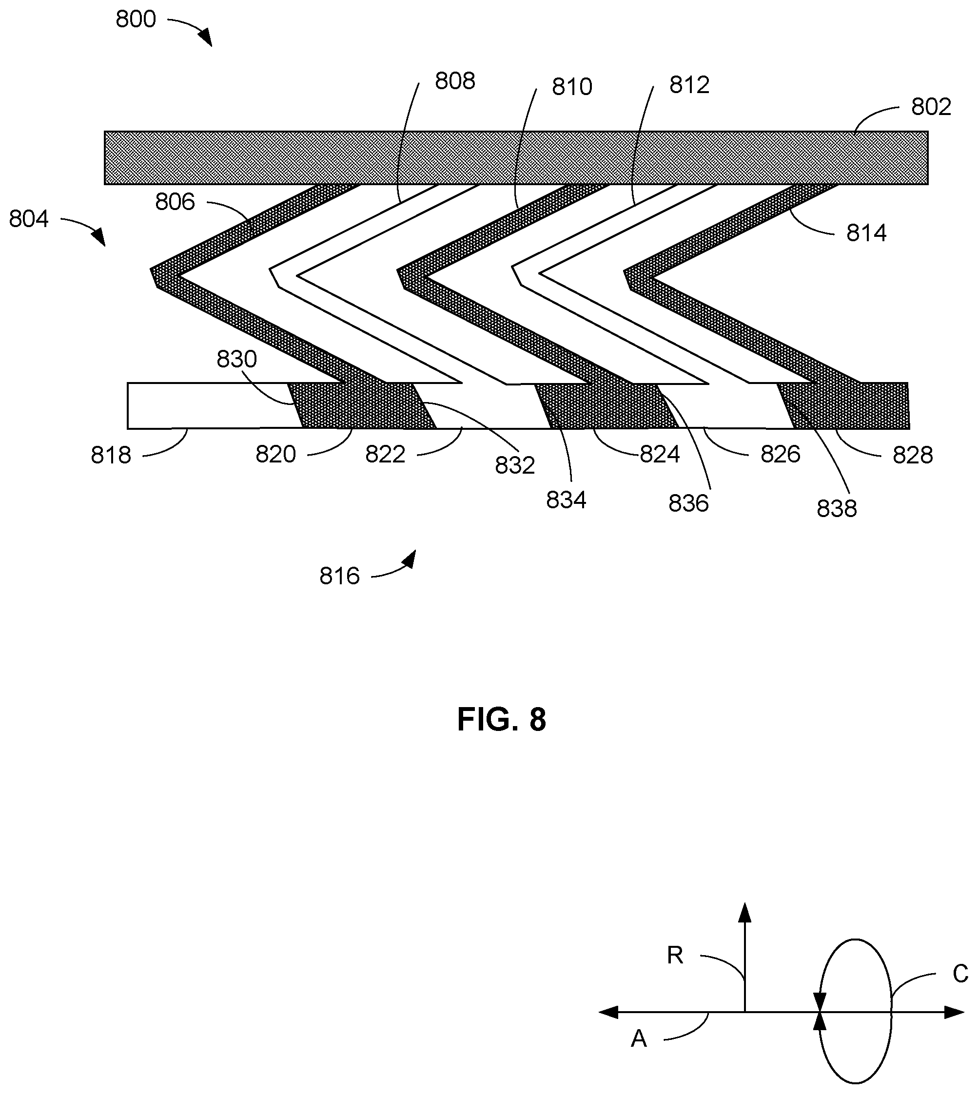Patent US11773741 Figure 8 – Compliant shroud designs with variable stiffness