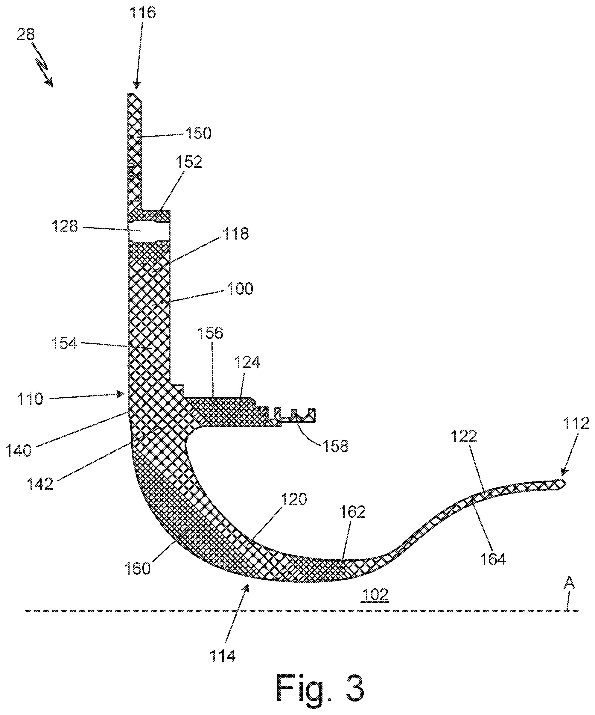 Patent US11773746 Figure 4 – Turbomachinery rotor shroud with variable lattice densities