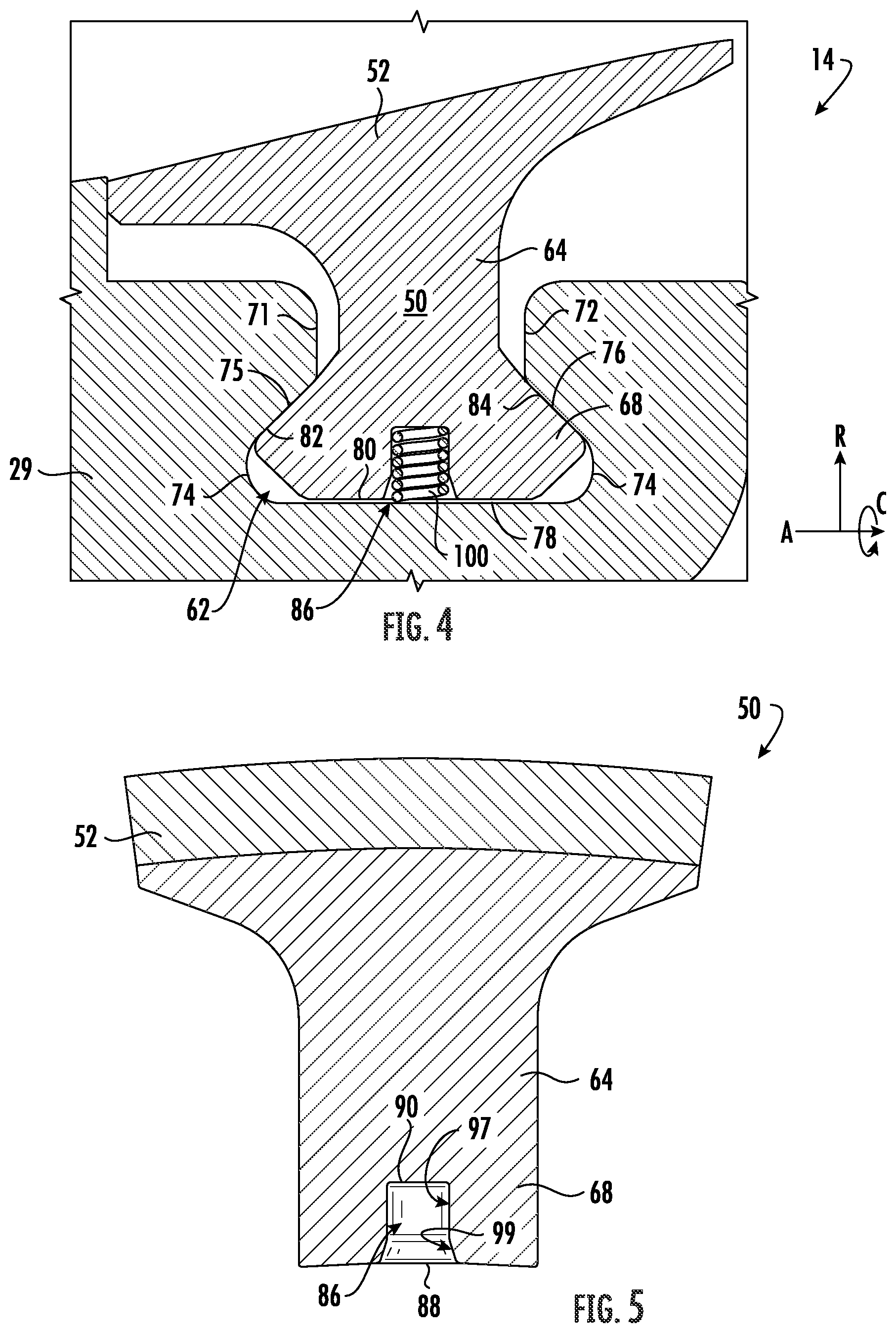 Patent US11773750 Figure 4 – Turbomachine component retention