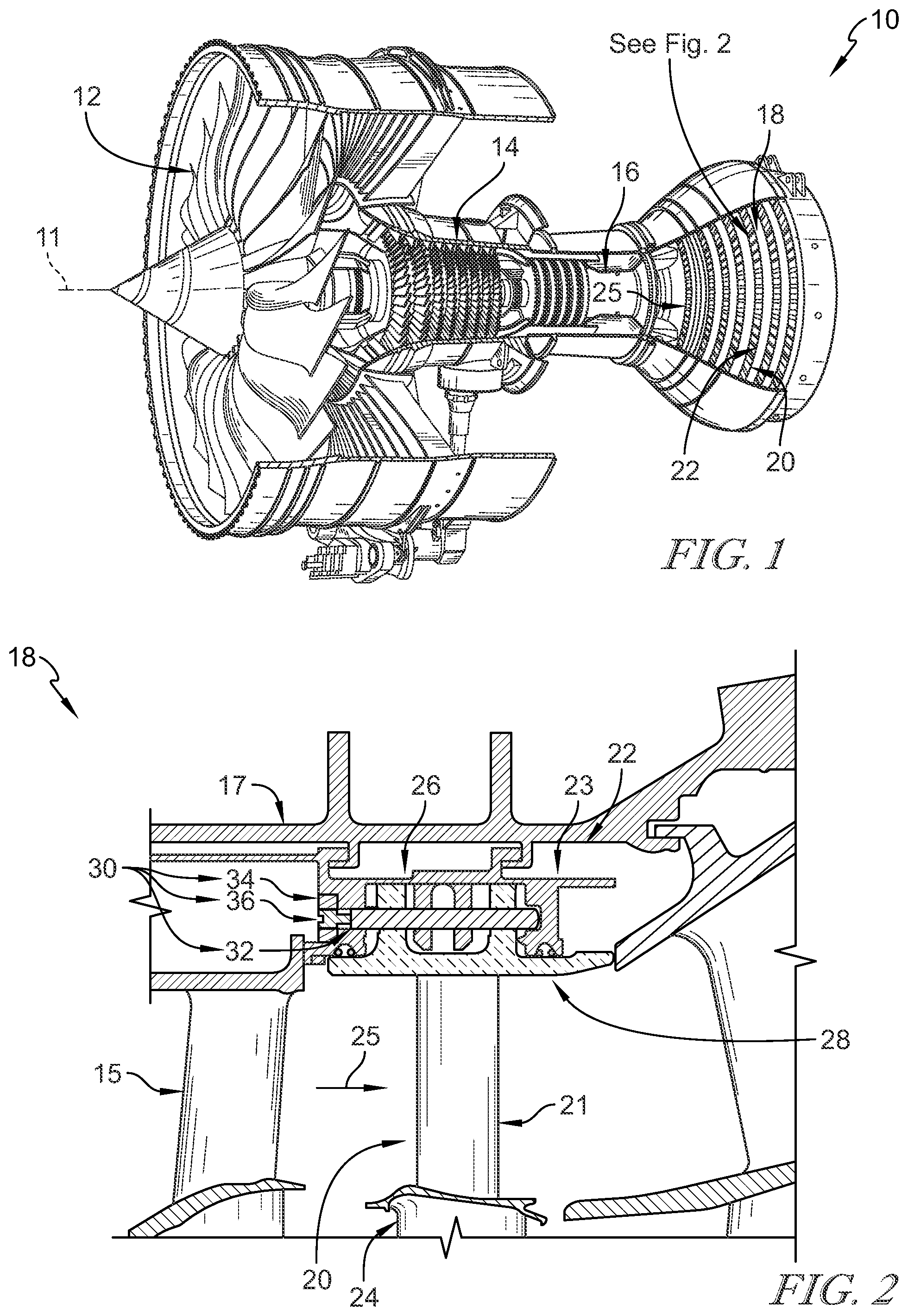 Patent US11773751 Figure 1 – Ceramic matrix composite blade track segment with pin-locating threaded insert